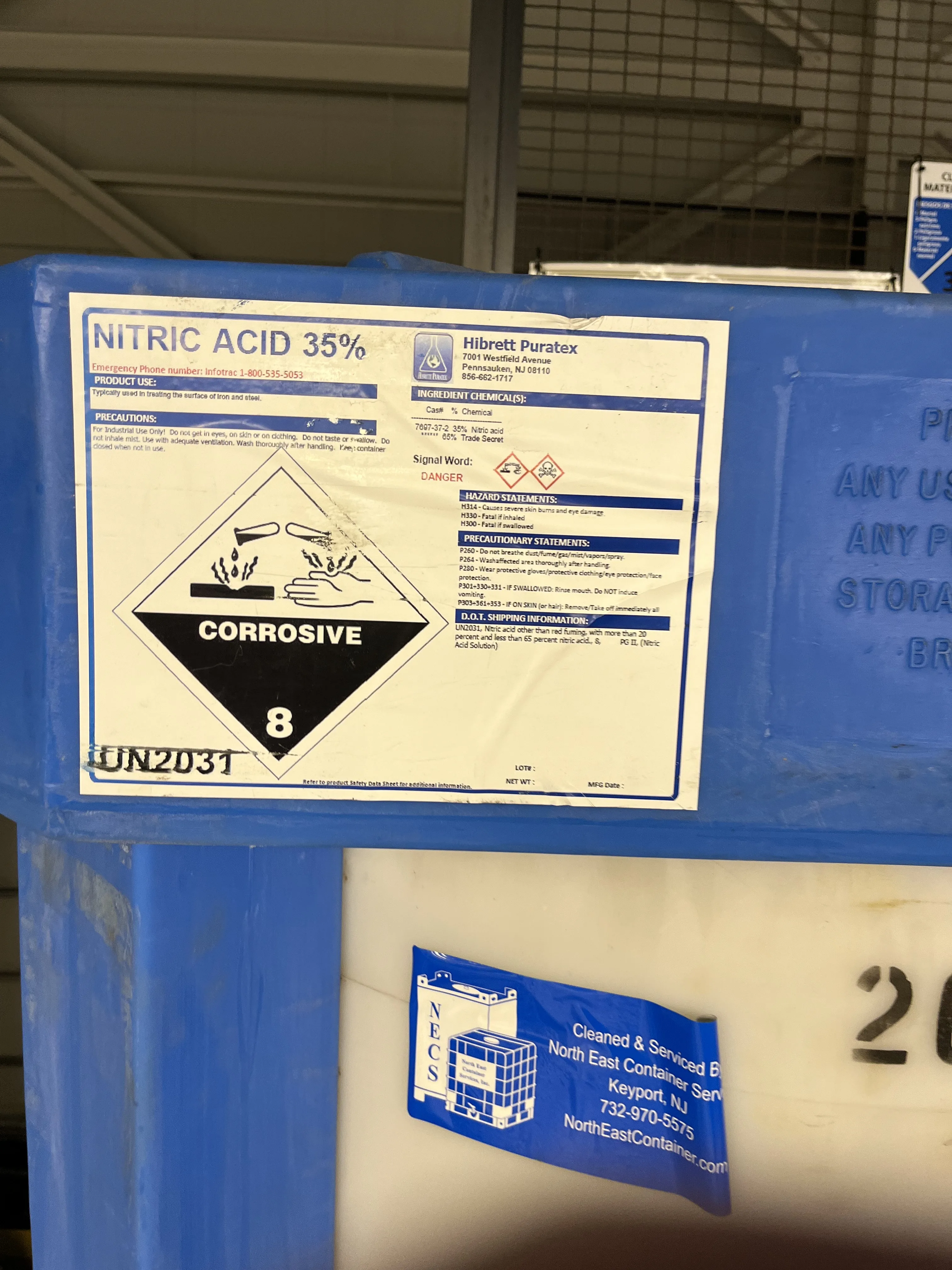 AEROFARMS LOT 11 - Versatile Nitric Acid Container - 35% Concentration, 330 Gallons Capacity, photo 2