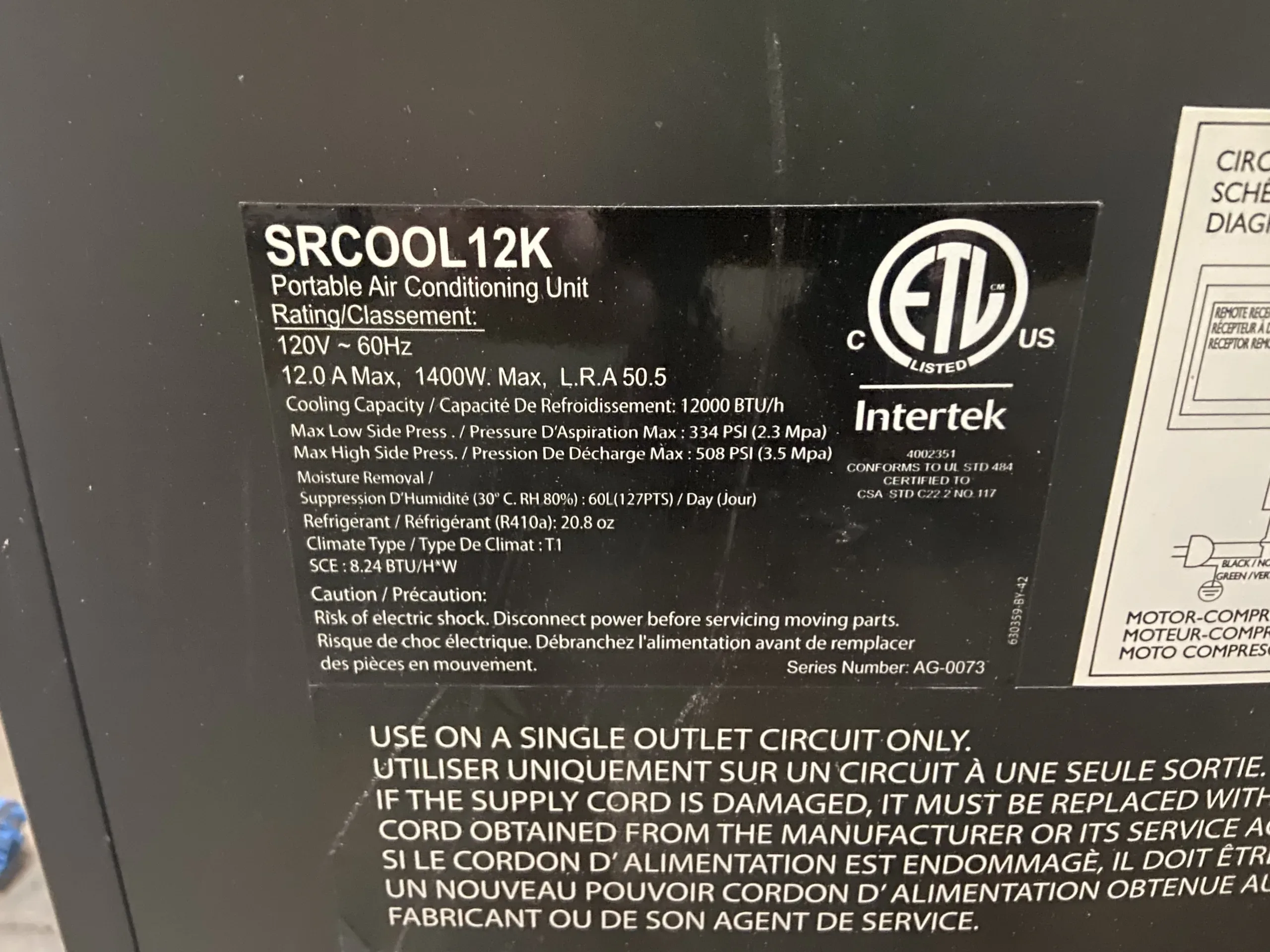 AEROFARMS LOT 12 - Stay Cool: Tripp Lite Portable IT Room Air Conditioner, 1 Ton - Your Mobile Cooling Solution for IT Environments, photo 2
