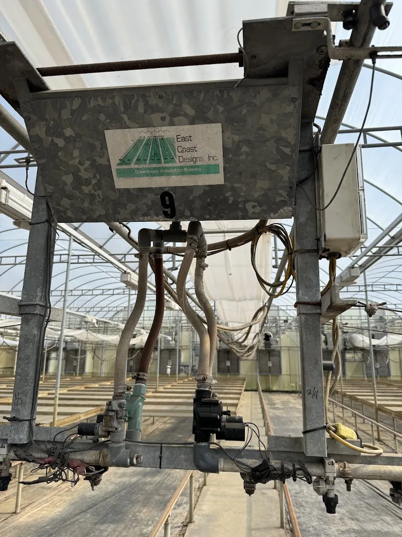 WHITES AUCTION LOT 138- 21' Double Rail Watering Boom System Number 9 with Greenhouse Technology Inc. Boom System Controller in GH25A, photo 2