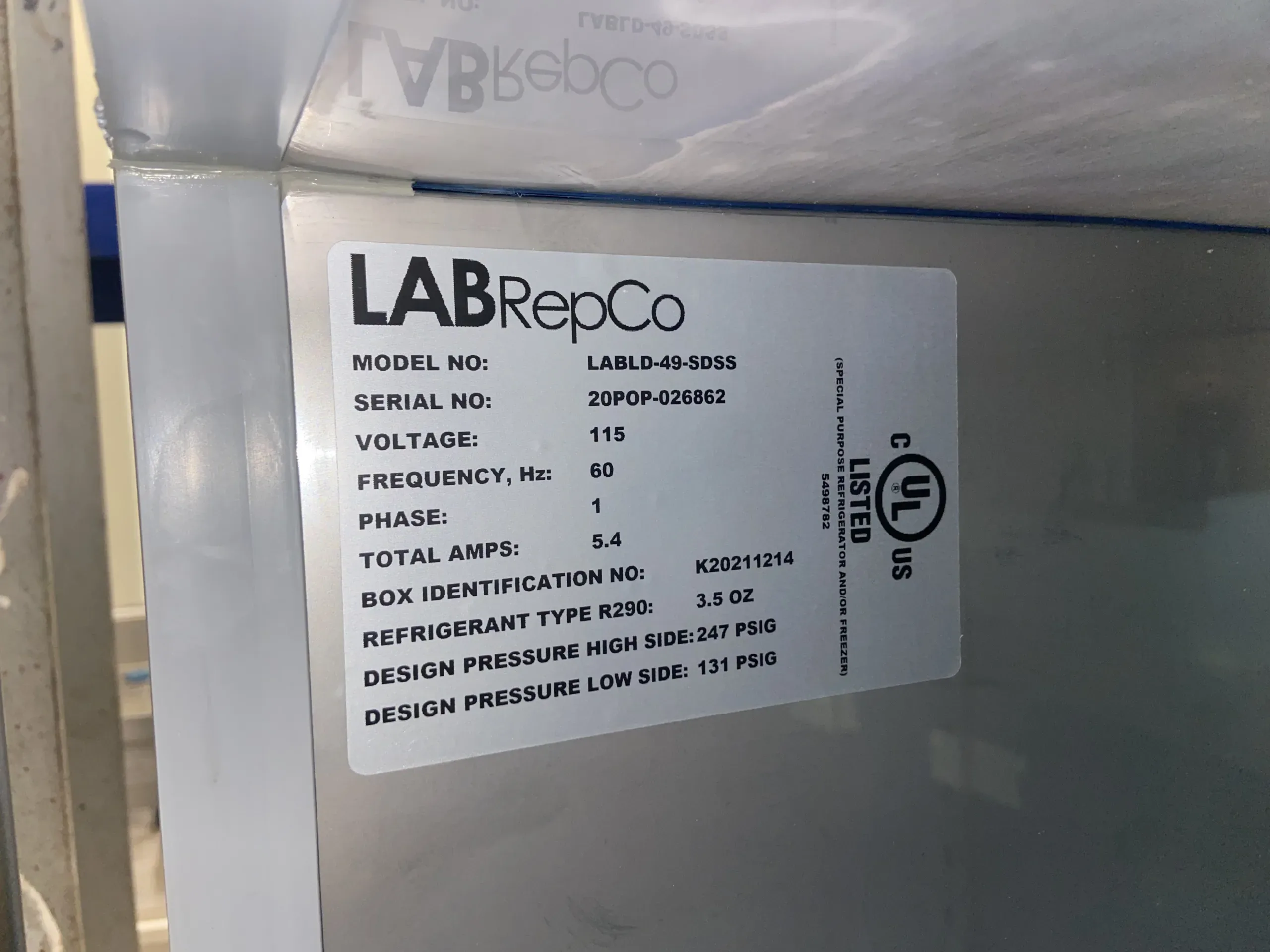 AEROFARMS LOT 15 - Eco-Friendly Cold Storage: Labrep Co LabLD-49-SDSS Laboratory Refrigerator from the Futura LD Series, photo 2