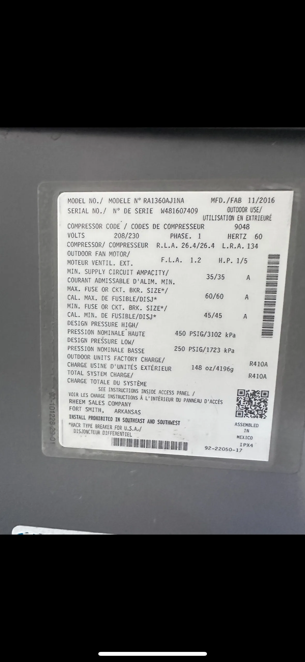 Rheem Premium 5 Ton Heat Pump RHPL-HM6024JC - Available in South Haven, MI, photo 2