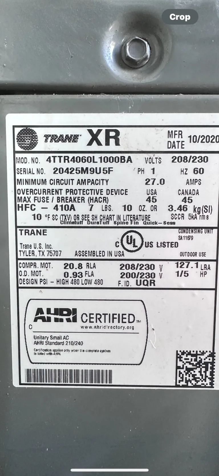 Trane High-Efficiency Air Conditioner - Dual Units with Climatuff Scroll Compressor and Spine Fin Coil Technology, Manufactured in 2021/2020, photo 4