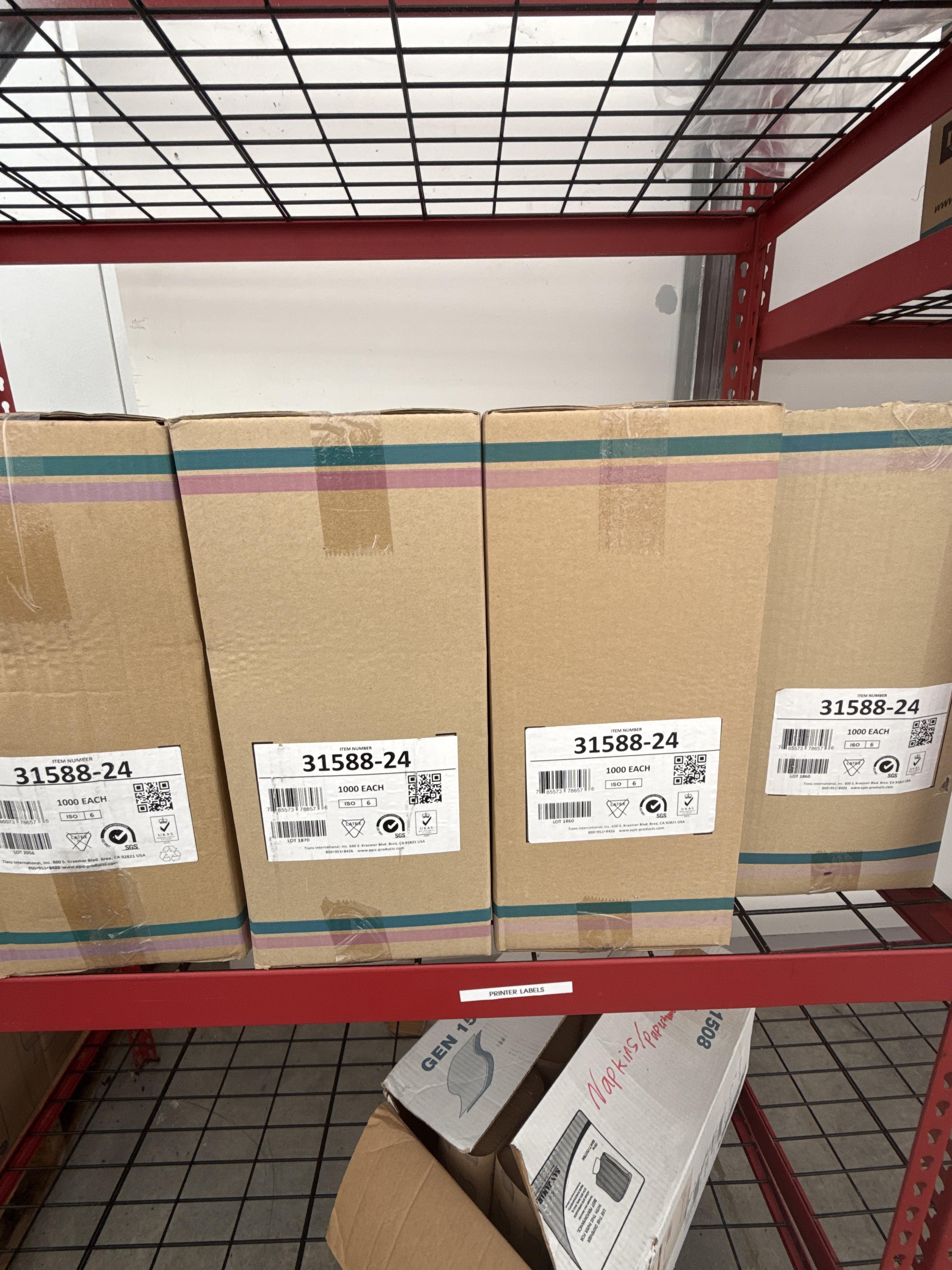 (3) Commercial Wire Storage Shelving Units with Hairnets, Beard Nets & PPE Supplies, photo 3