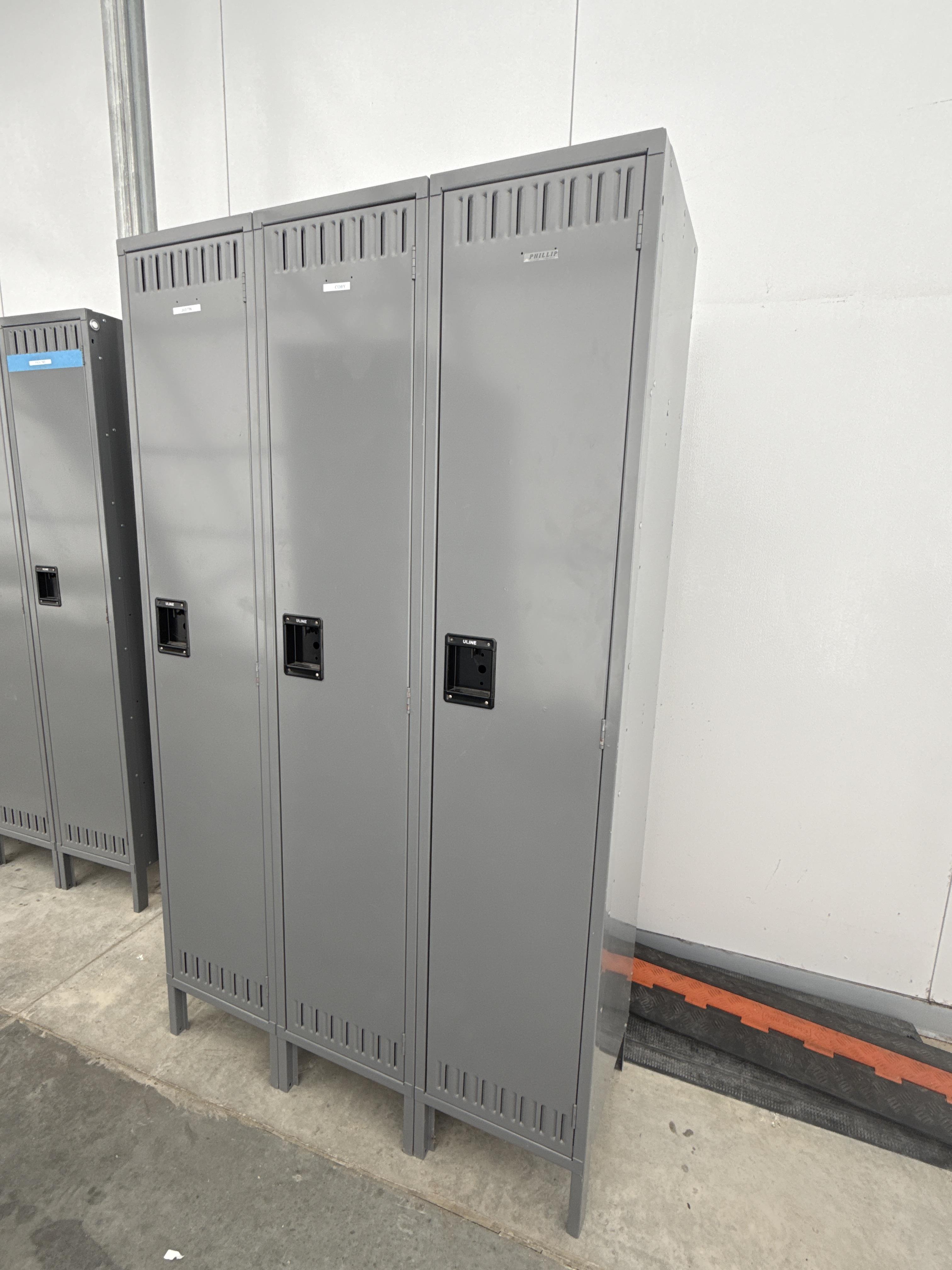 (3) Uline Triple Tier Steel Employee Locker Units, photo 3