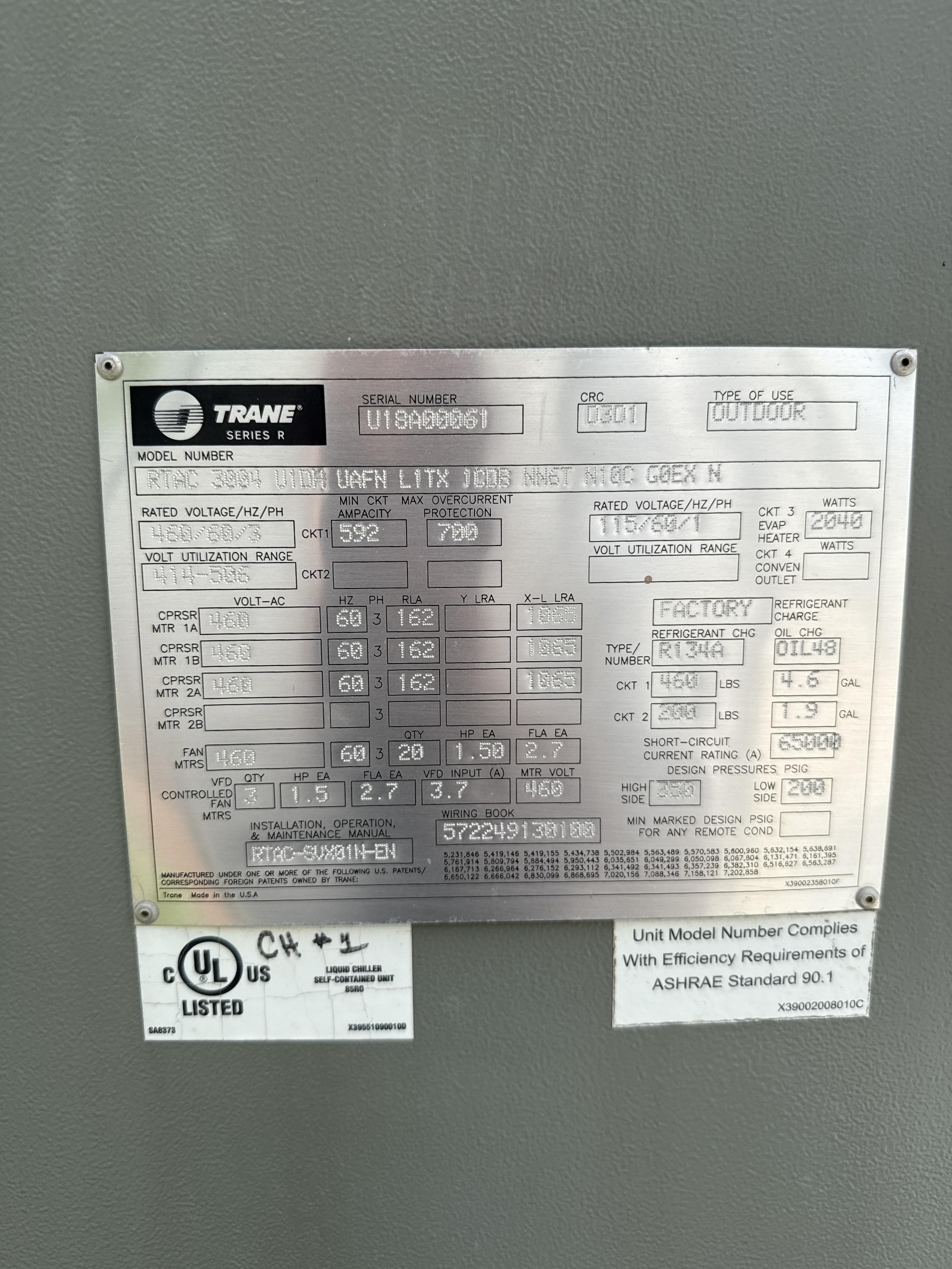 300 Ton Trane RTAC Air-Cooled Chiller System with Pump & Eaton VFD Control Panel, photo 4
