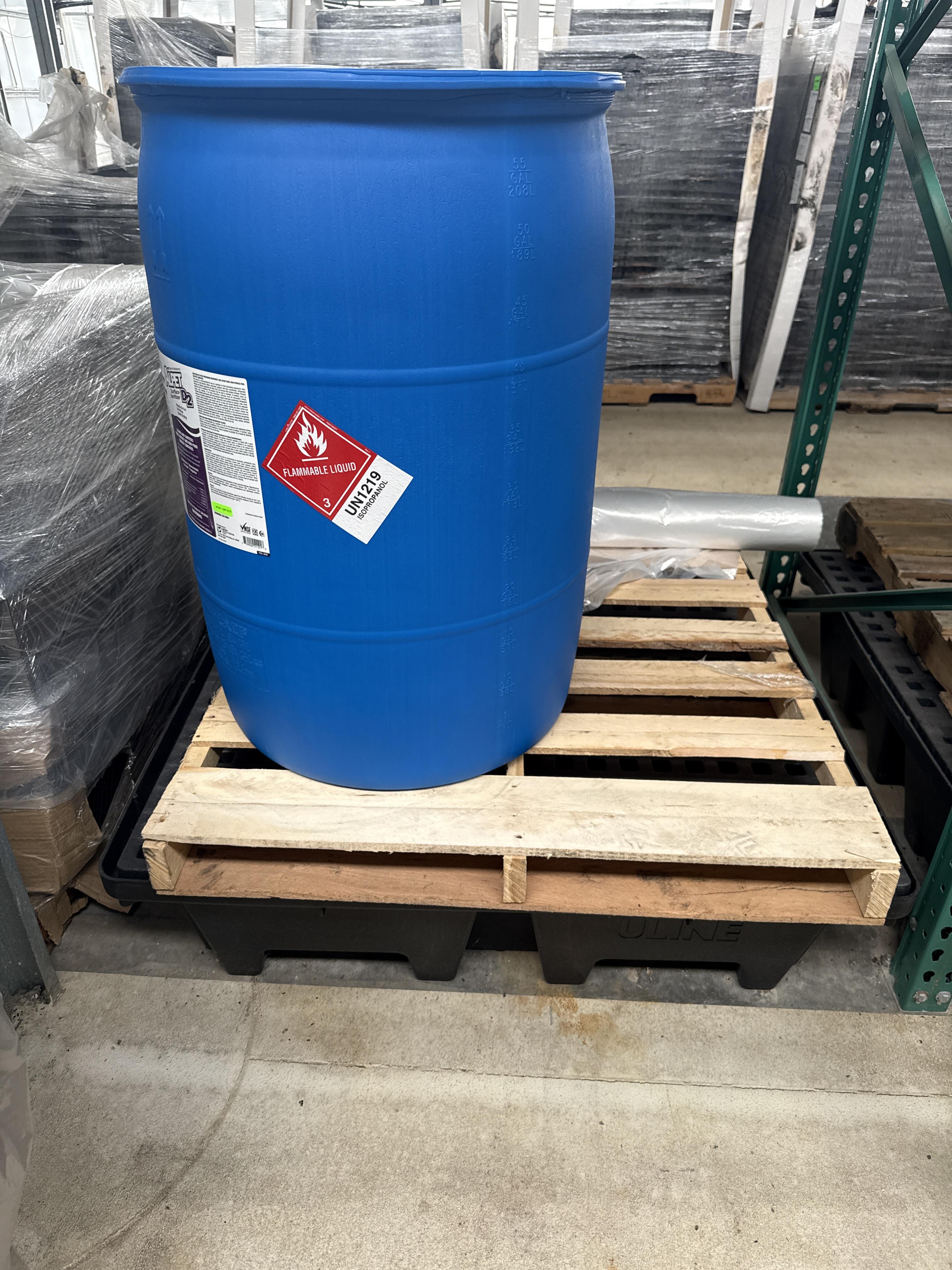 55 Gallon APE T D2 Sanitizer Drum UN1219 Flammable w Spill Containment Pallet, photo 2