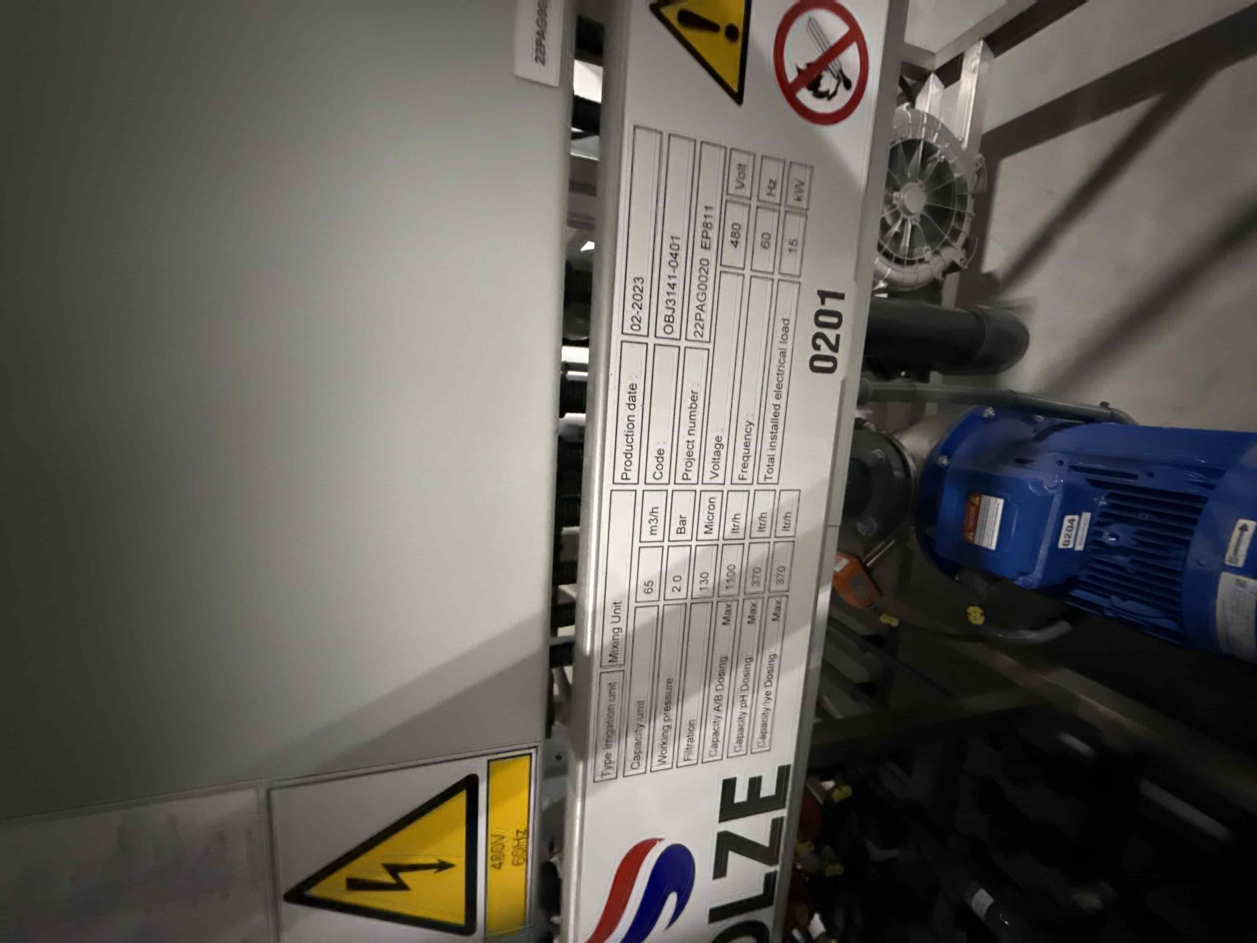 SB228: Stolze Mixing Unit Irrigation and Nutrient Dosing Skid – 65 m³/h Capacity, 480V 60Hz, VFD Control, Stainless Frame (Built 2023), photo 5
