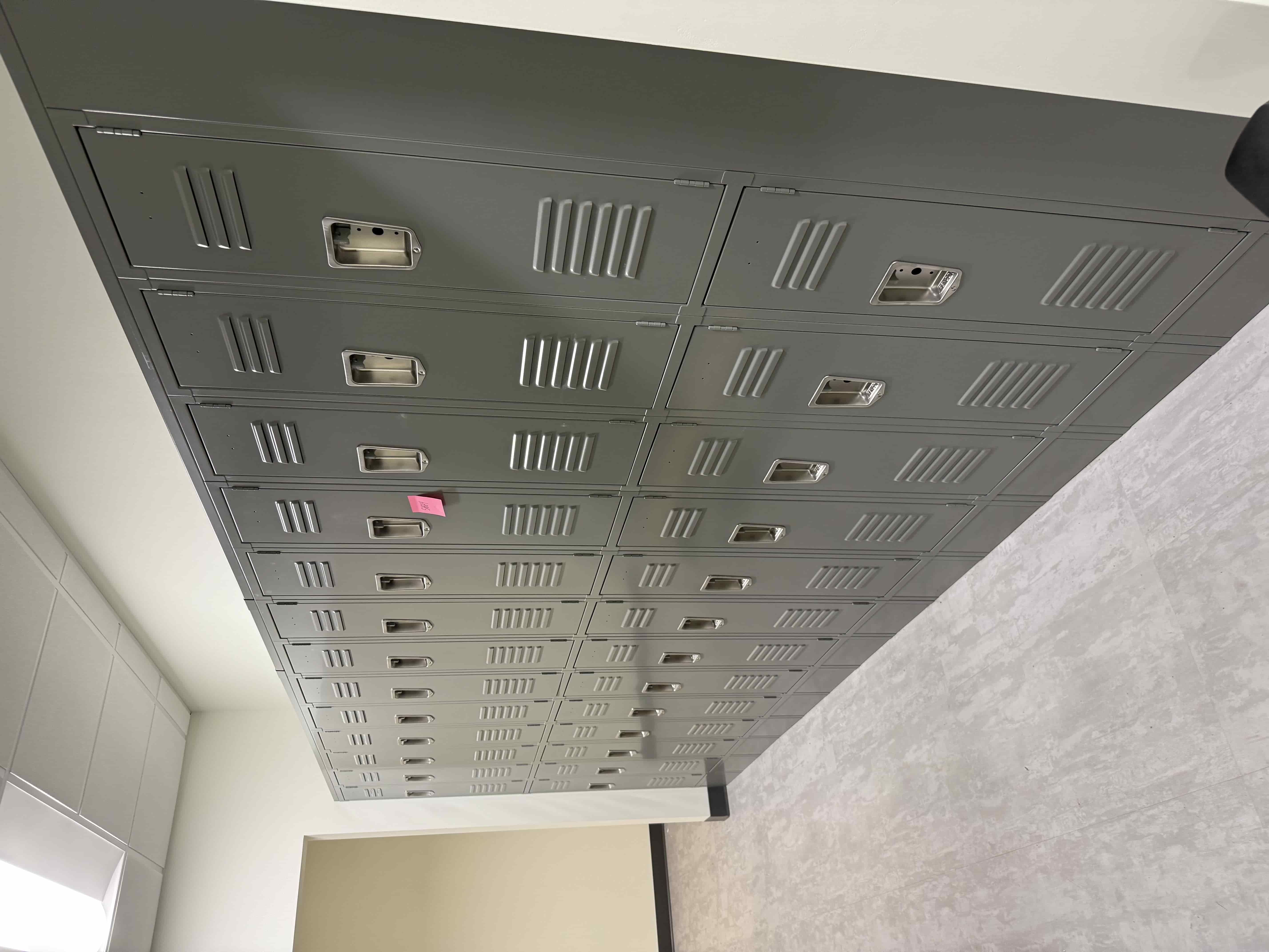 SB24: Heavy-Duty Industrial Steel Lockers – Multi-Tier Gray Locker Bank with Vented Doors and Recessed Handles, photo 2