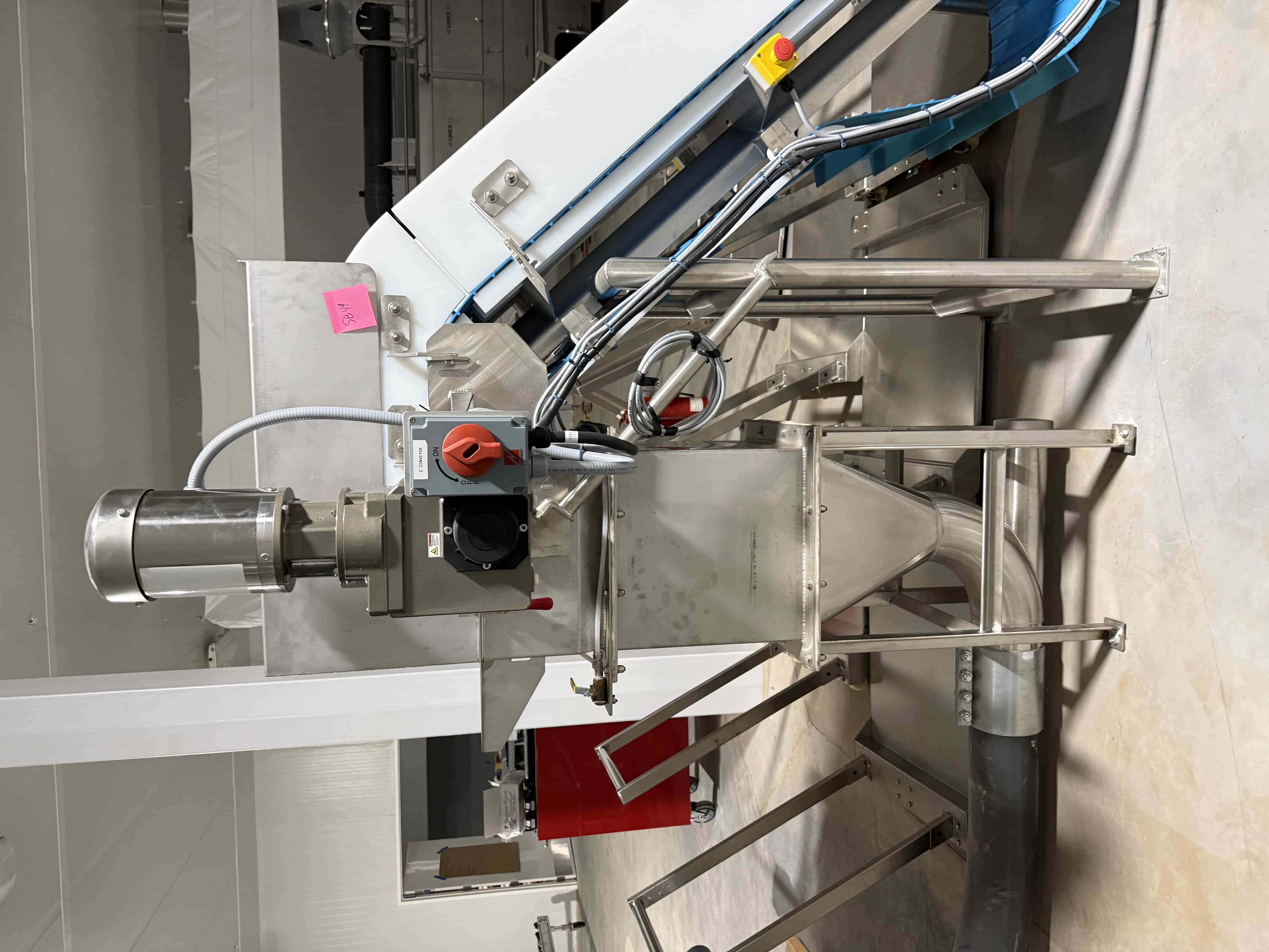 SB49:  Stainless Food-Grade Conveyor System with Blue Modular Belt, Incline Feed Section, and Safety E-Stop – Wash-Down Rated for CEA or Food Processing, photo 2