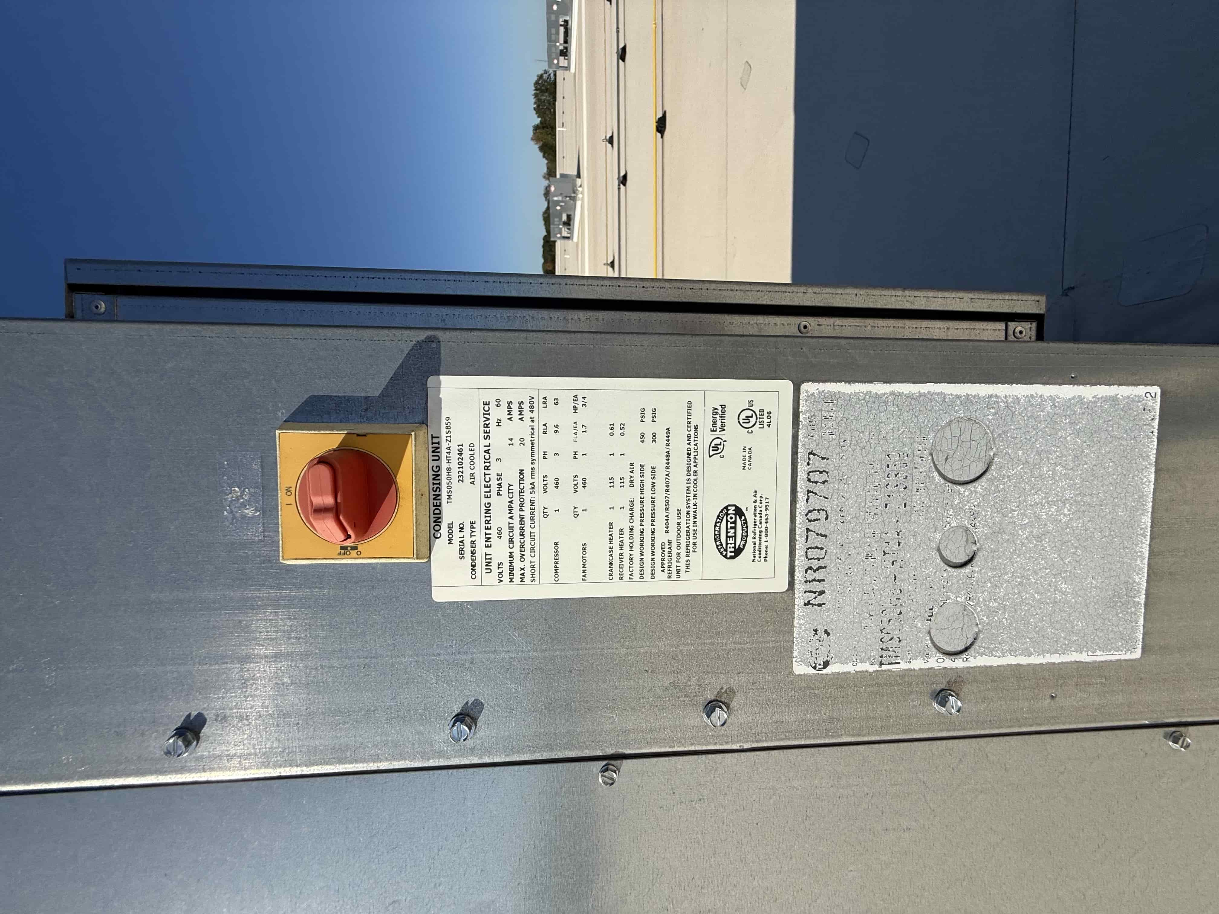 SB6018: RCU-6 - Trenton TM5050HB-HT4A-Z2SB59, 5 HP Outdoor Air-Cooled Condensing Unit, 460 V 3-Phase (High/Medium Temp, Copeland Scroll, Multi-Refrigerant), photo 2