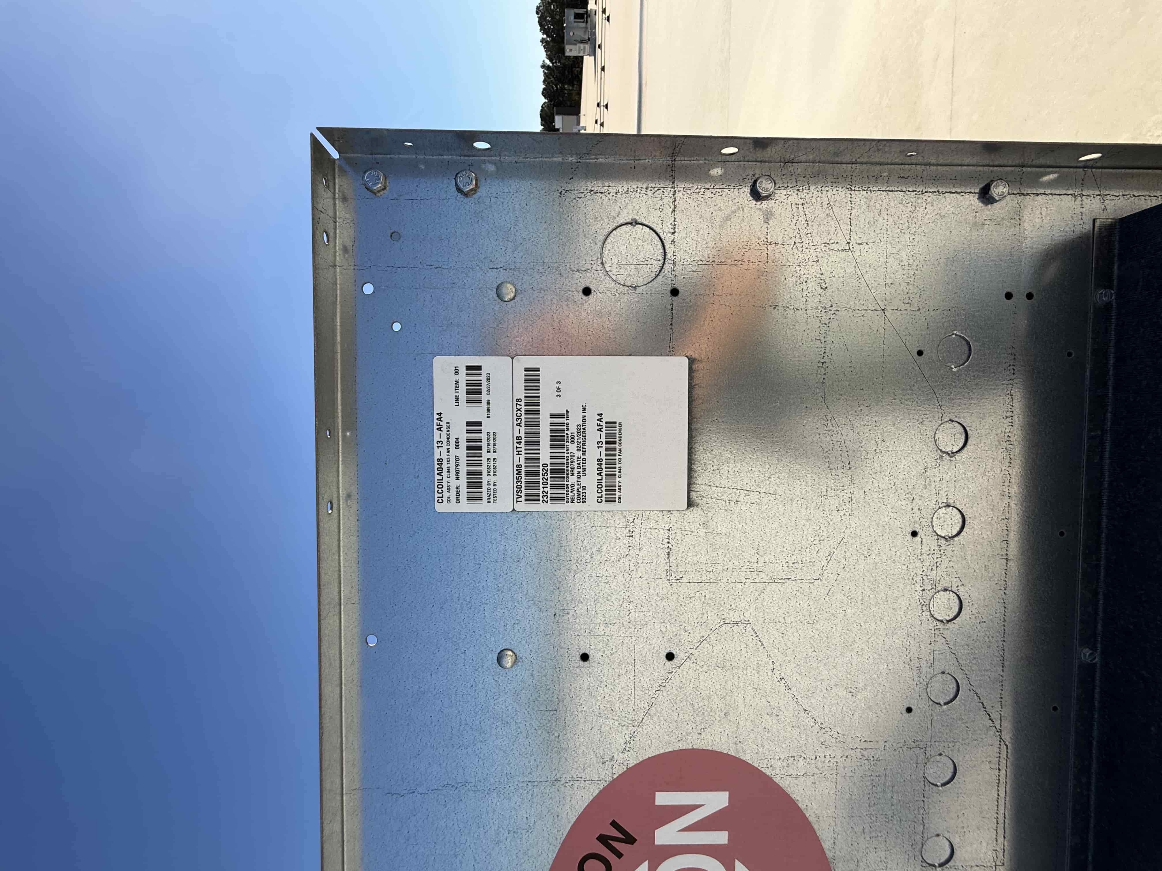 SB6023:  RCU-2 – Trenton TVS035M8-HT4B-A3CQ78 Vertical Air-Cooled Condensing Unit, 3.5 HP Copeland Scroll, 460 V 3-Phase (High/Medium Temp), photo 2