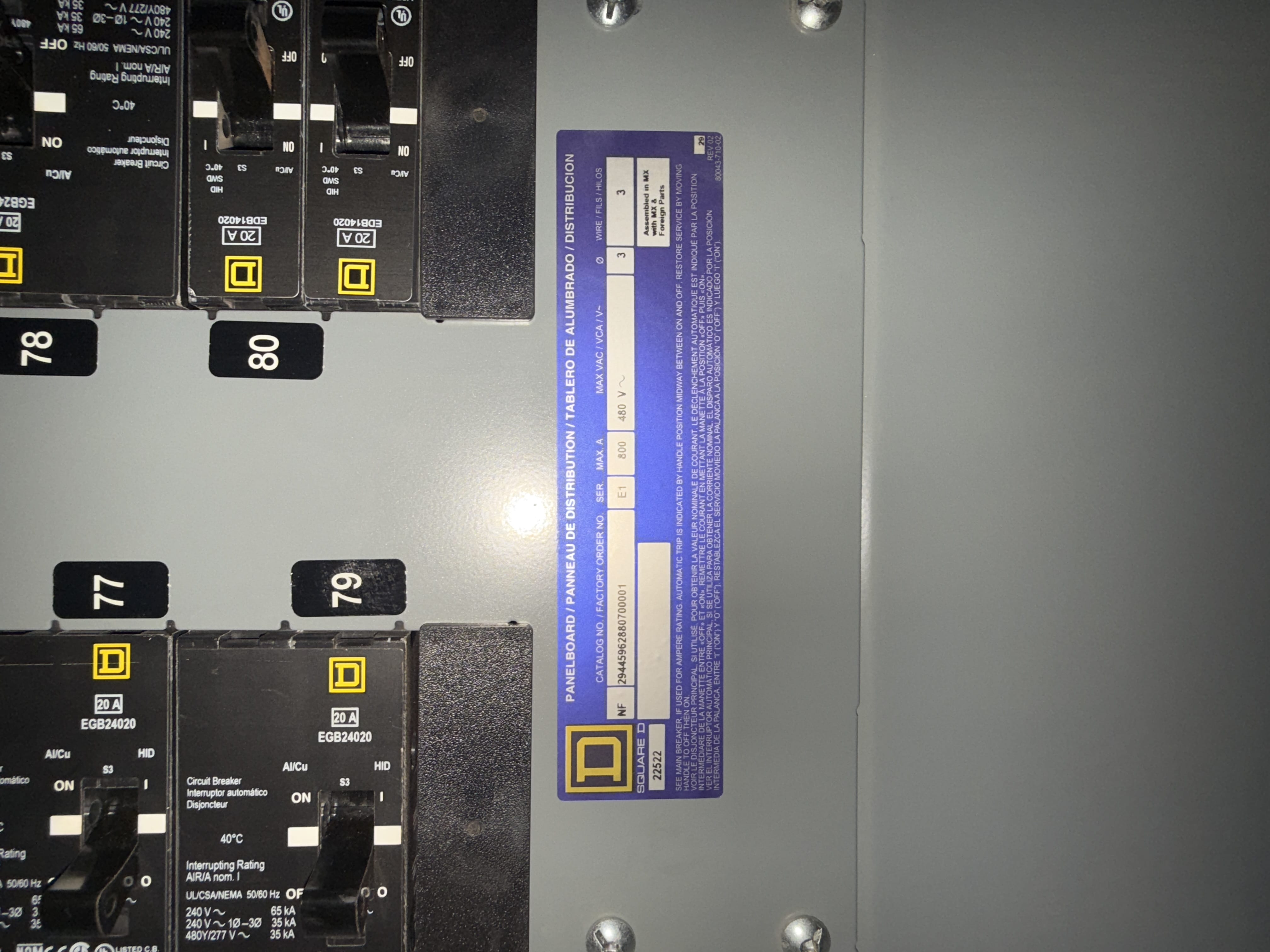 SB7041: Square D Panelboard Electrical Distribution Panel, photo 2