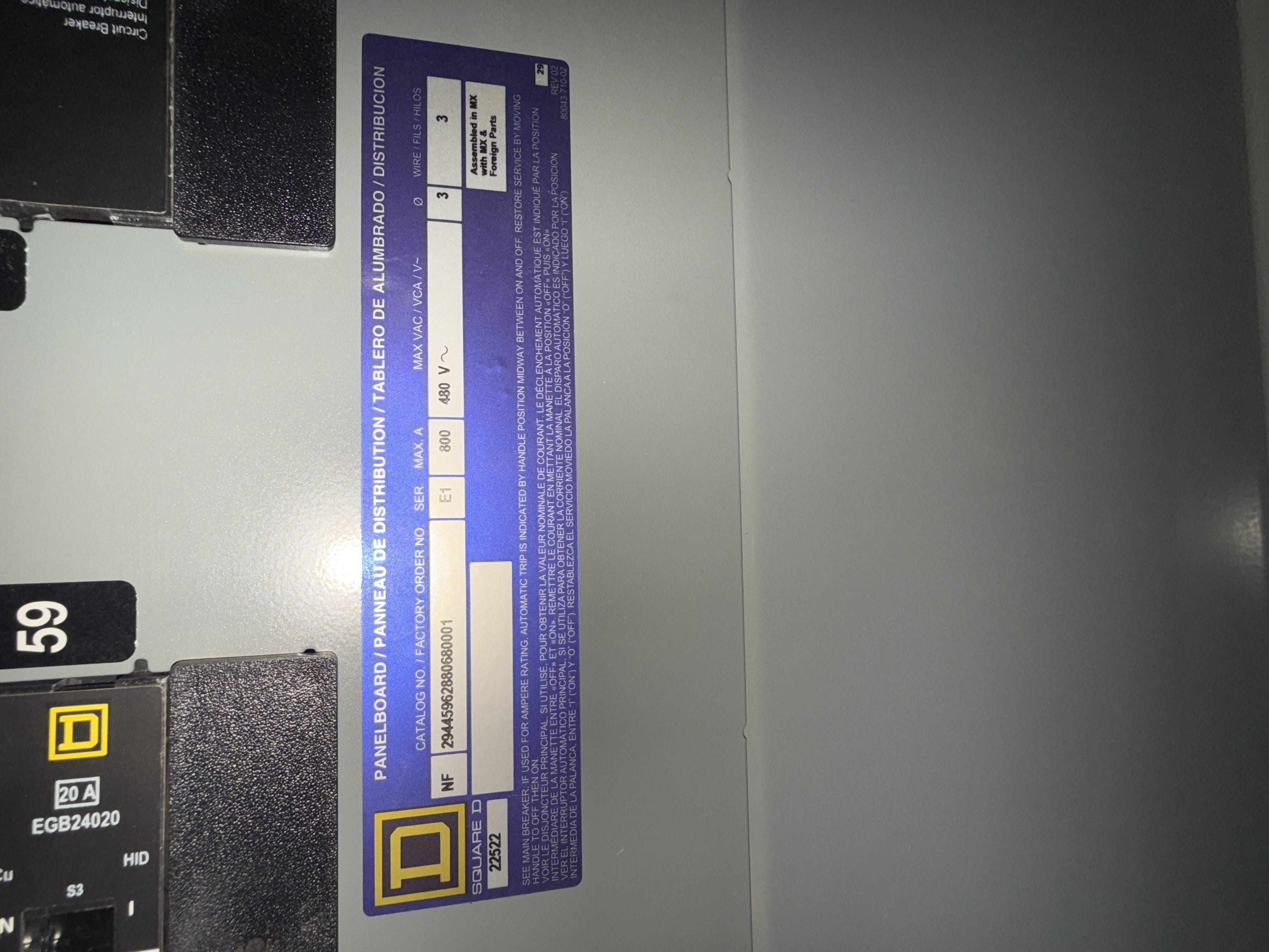 SB7052: Square D Panelboard Section C, photo 2