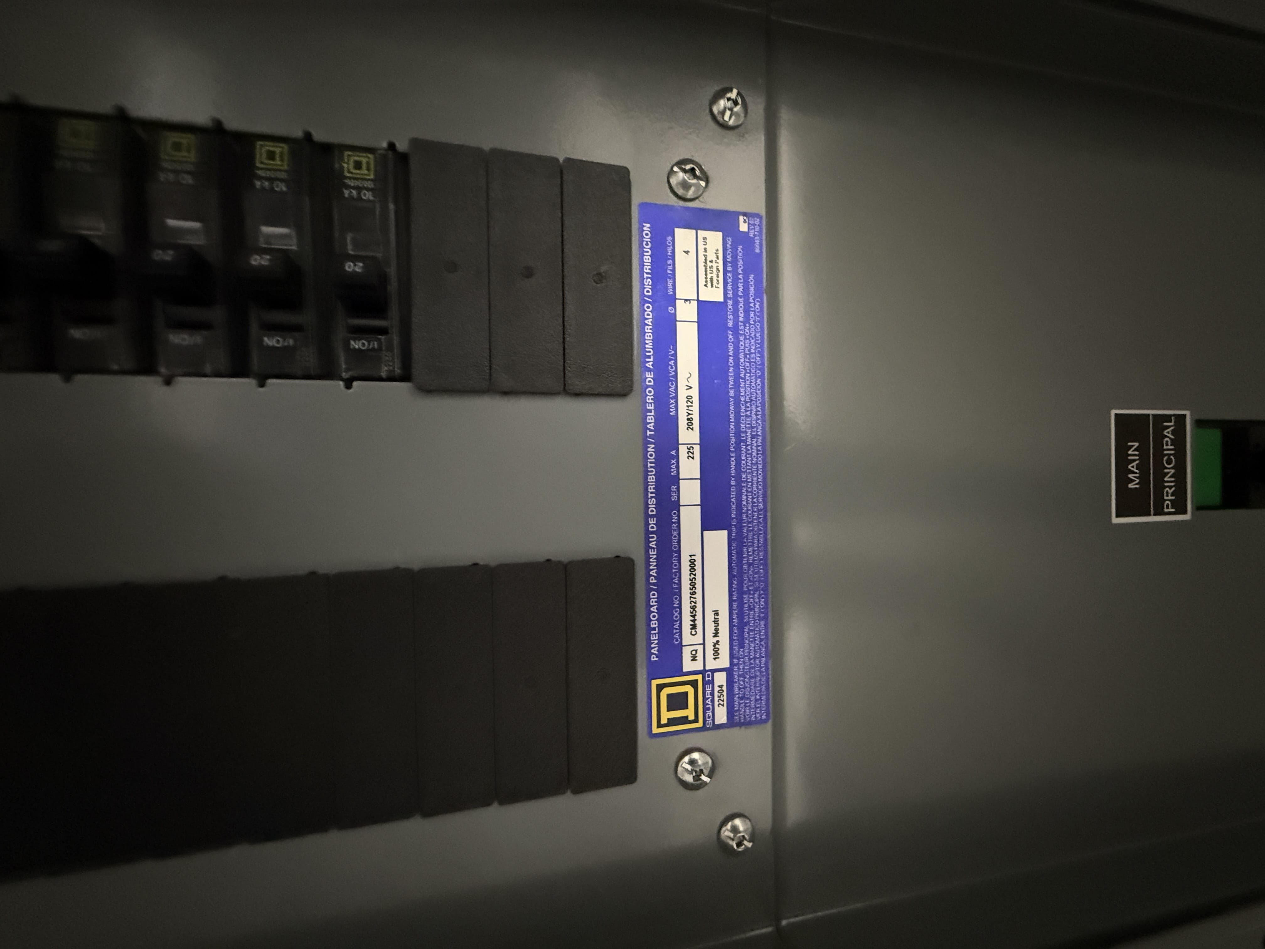 SB7063: Square D Panelboard 208Y 120V 225A, photo 3