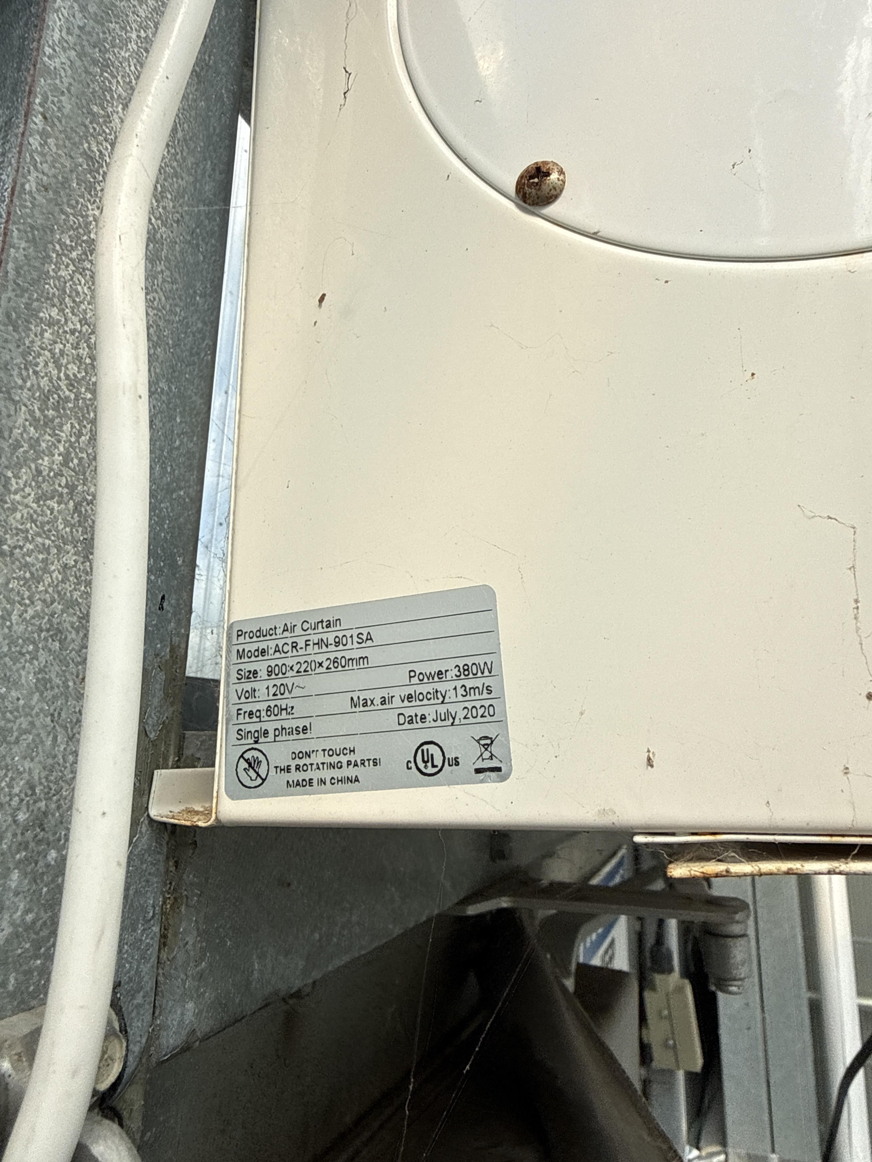 Aerial Air Curtain 36"" 120V Door Unit ACR-FHN-901SA, photo 2
