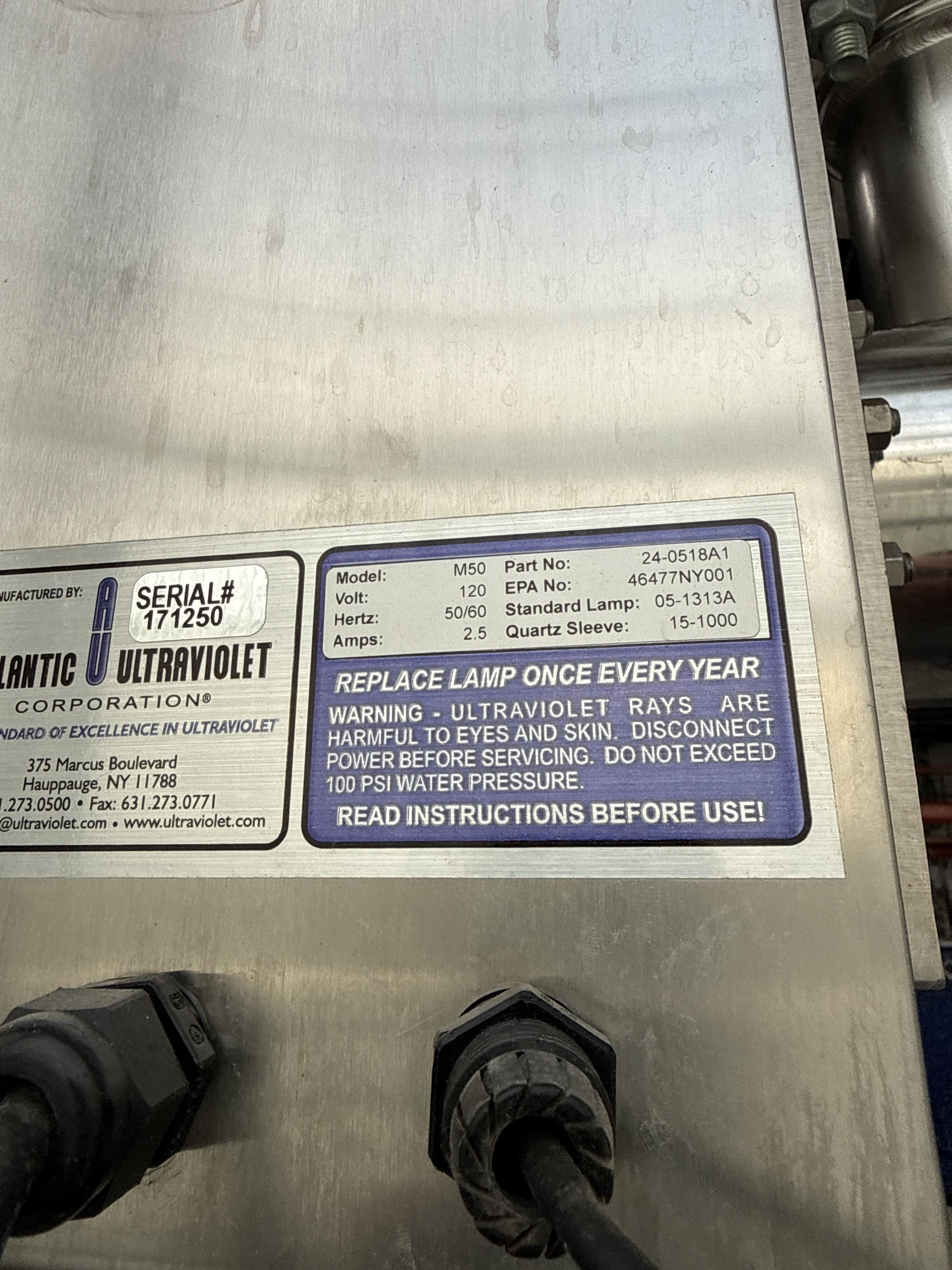 Atlantic Ultraviolet Megatron M50 UV Water Disinfection System – Stainless – Industrial / Greenhouse, photo 2