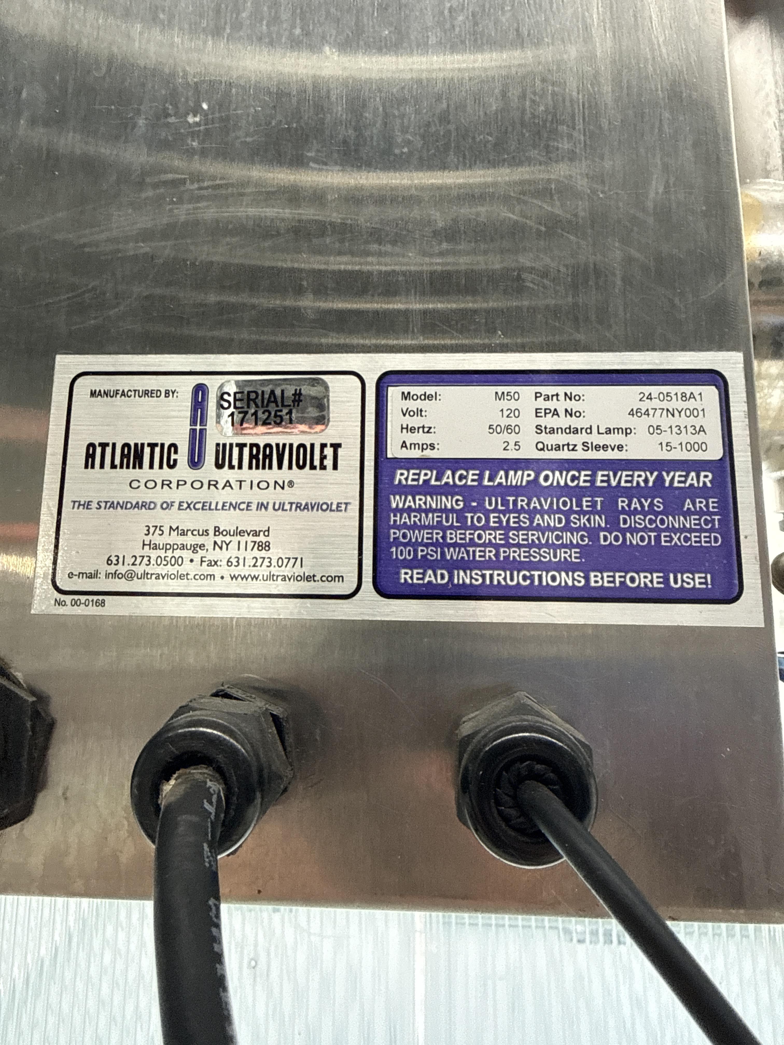 Atlantic Ultraviolet Megatron M50 UV Water Sterilizer – 120V – Commercial Disinfection System, photo 3