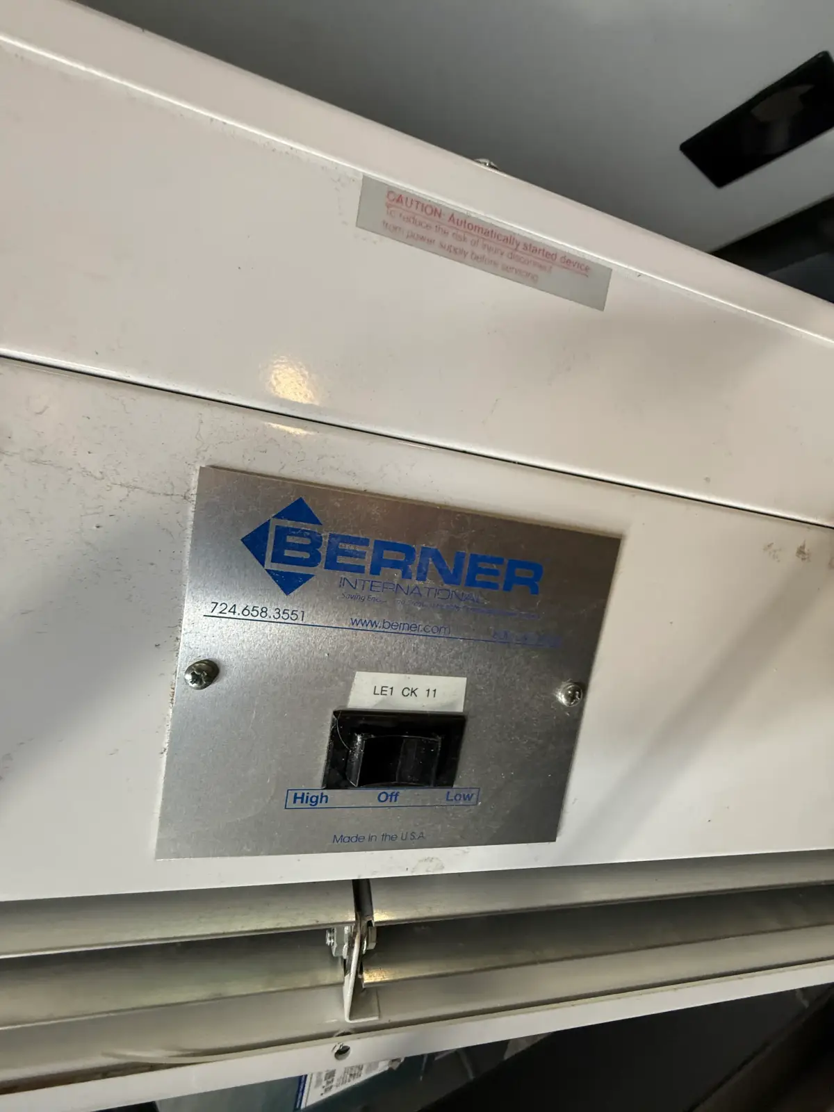 Berner Commercial Air Curtain — Large Unheated 2-Speed Unit, Never Installed, photo 2