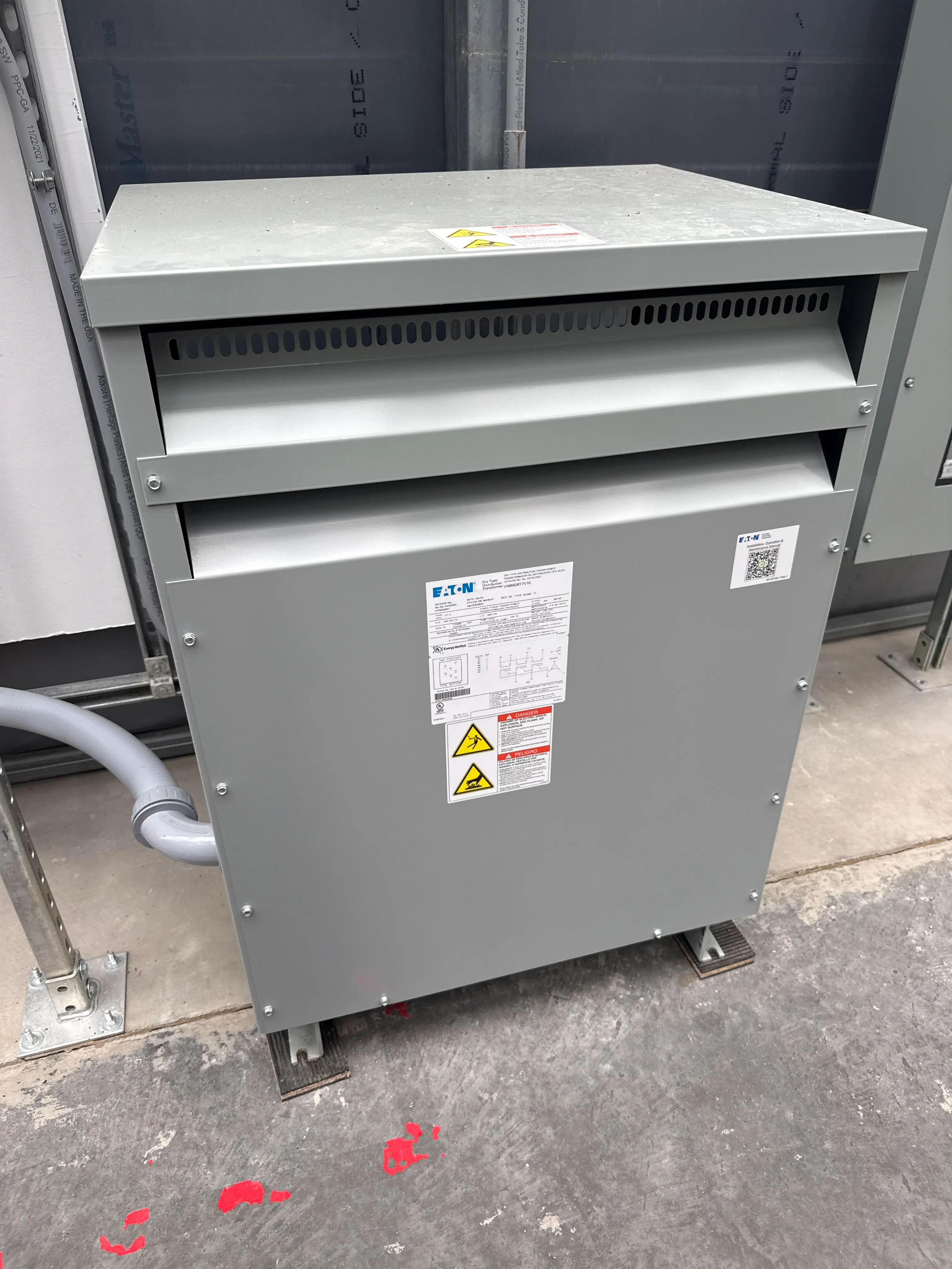 Eaton 75 kVA Dry Type Transformer 480 Delta to 208Y/120V 3 Phase