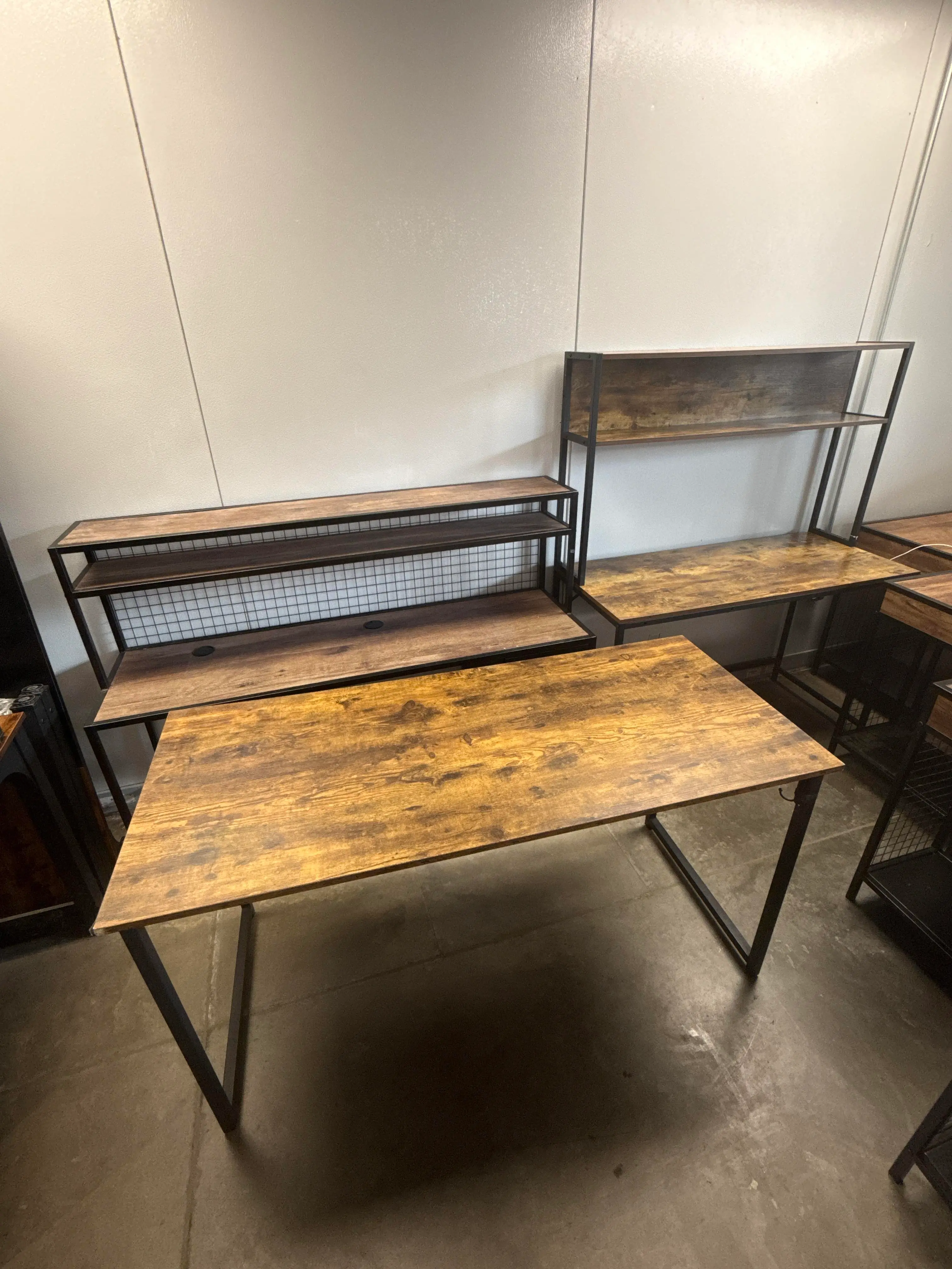 Lot of 3 Matching Wood Look Office Desks and Workstations