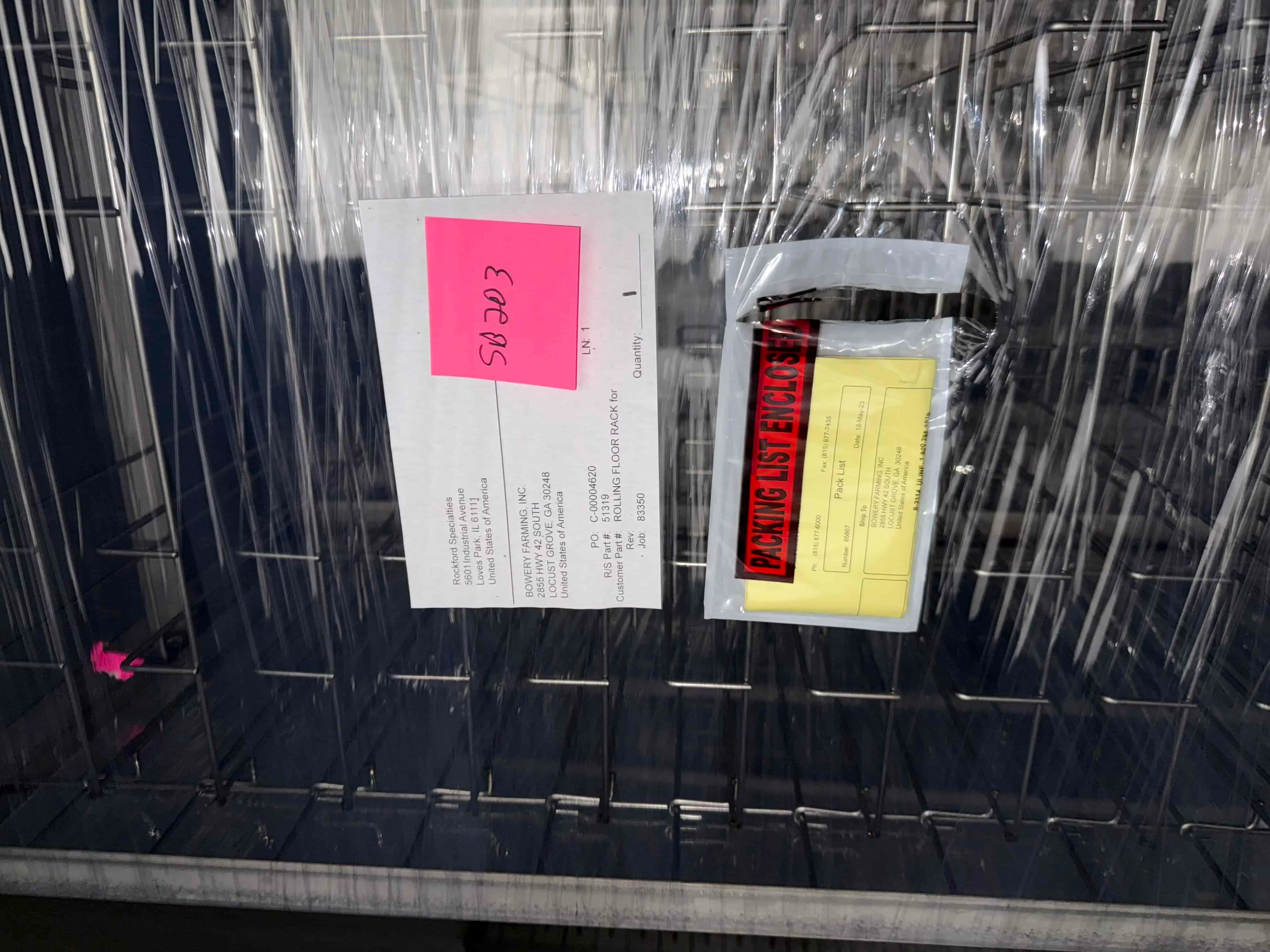 SB203:  Rockford Specialties Stainless Steel Germination Rolling Racks – Palletized Lot (Part of $169,454 Total Contract)