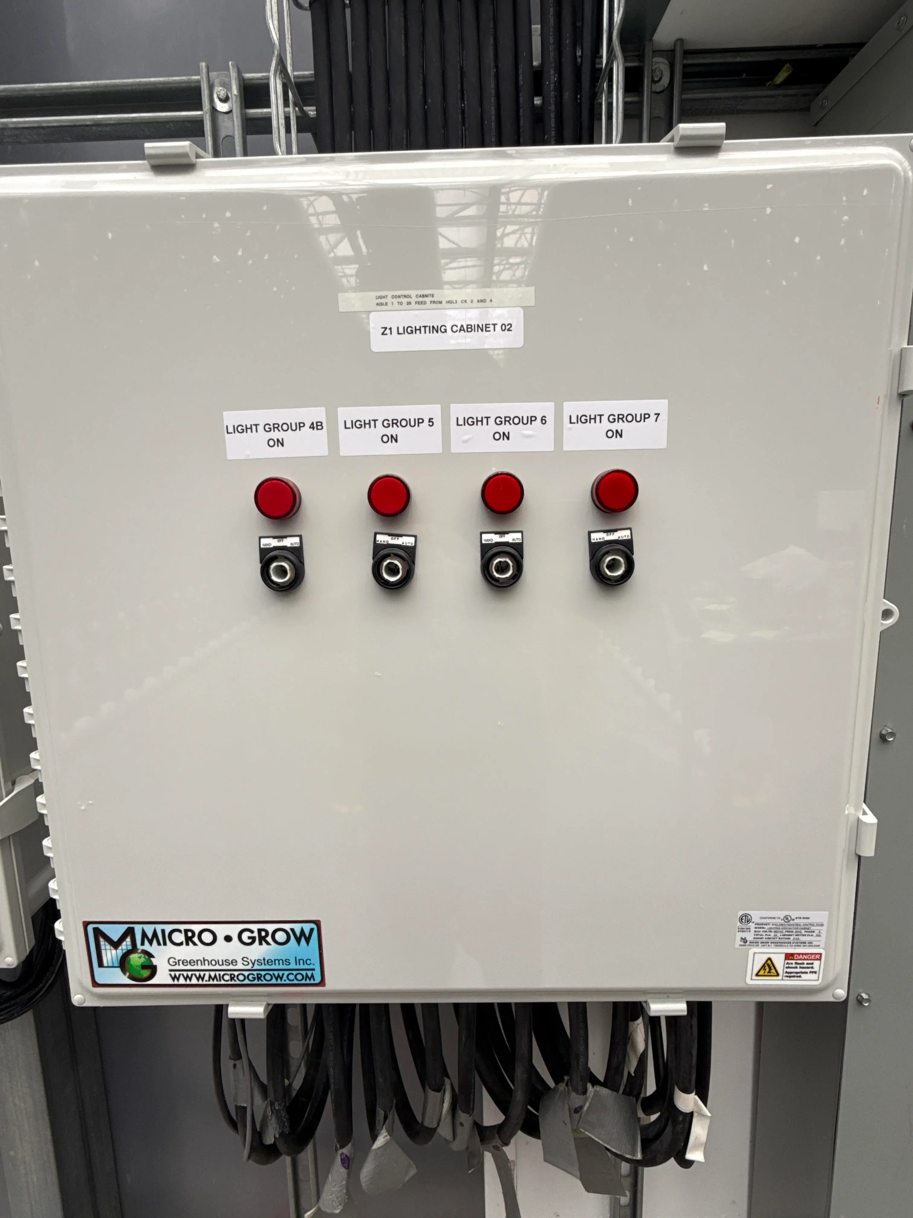 Micro Grow Z1 Lighting Cabinet 02 480V 3 Phase Greenhouse Contactor Panel