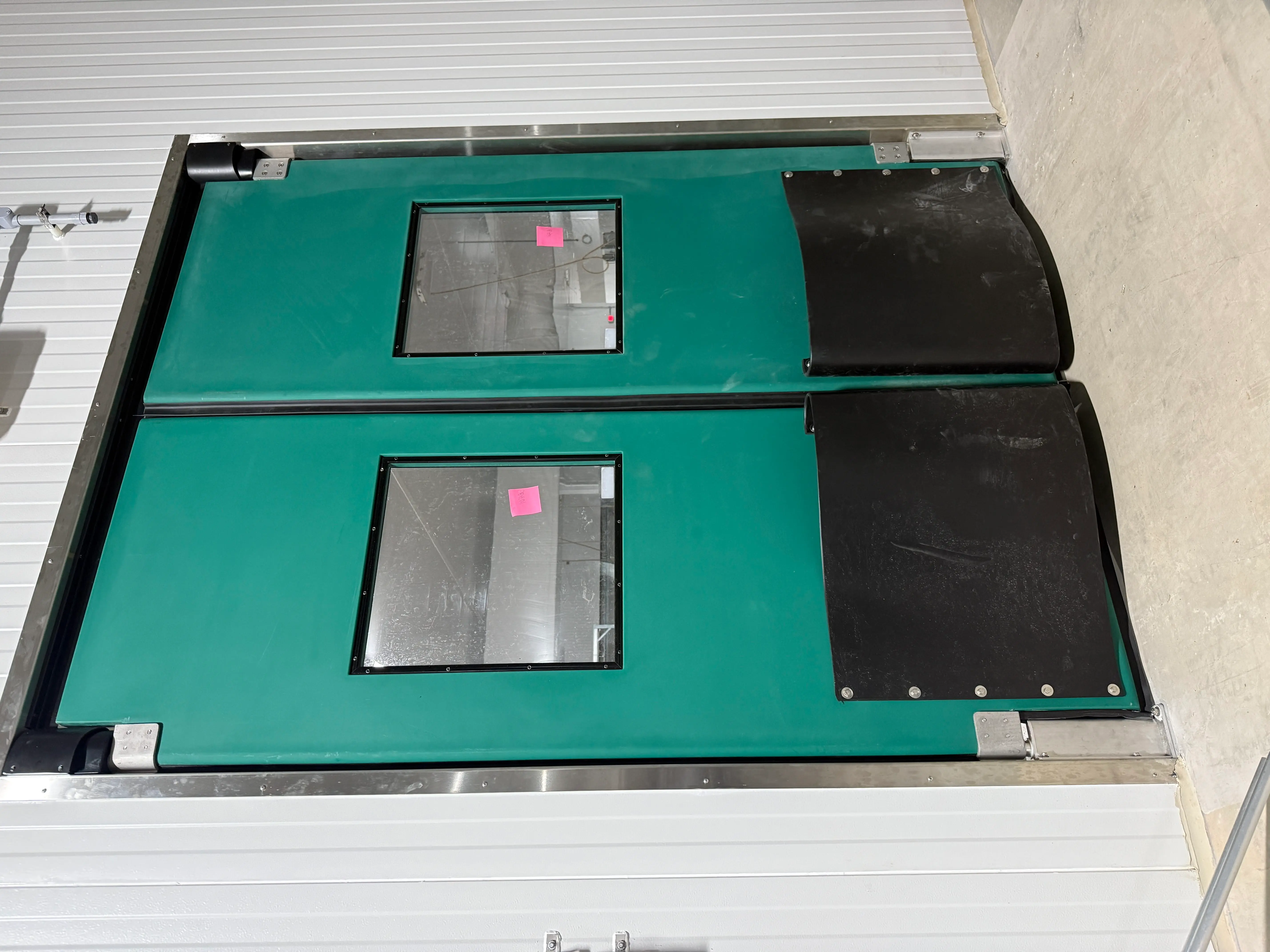 Insulated Double Traffic Swing Doors with Vision Windows