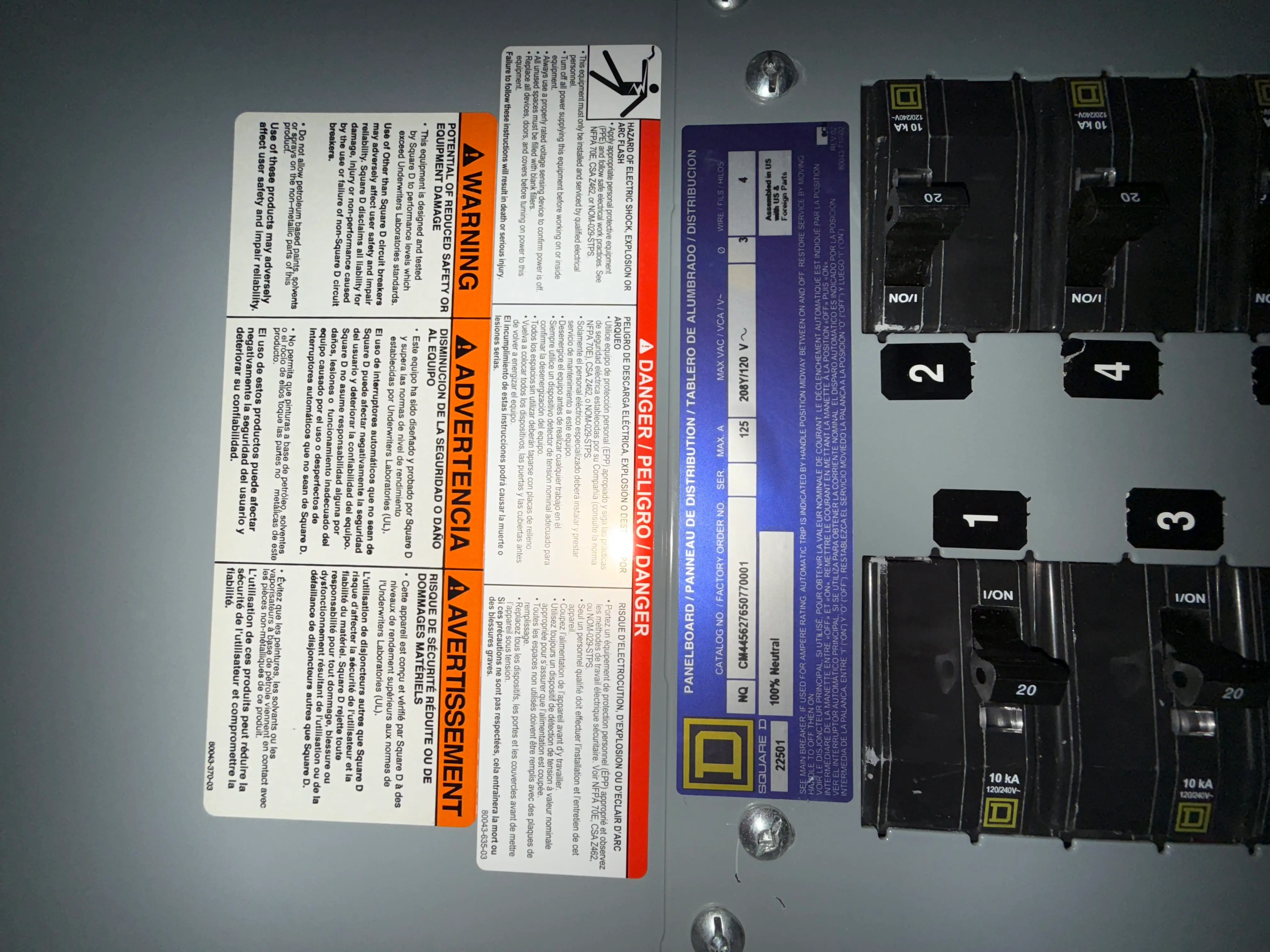 SB7056: Square D Panelboard 208Y 120V