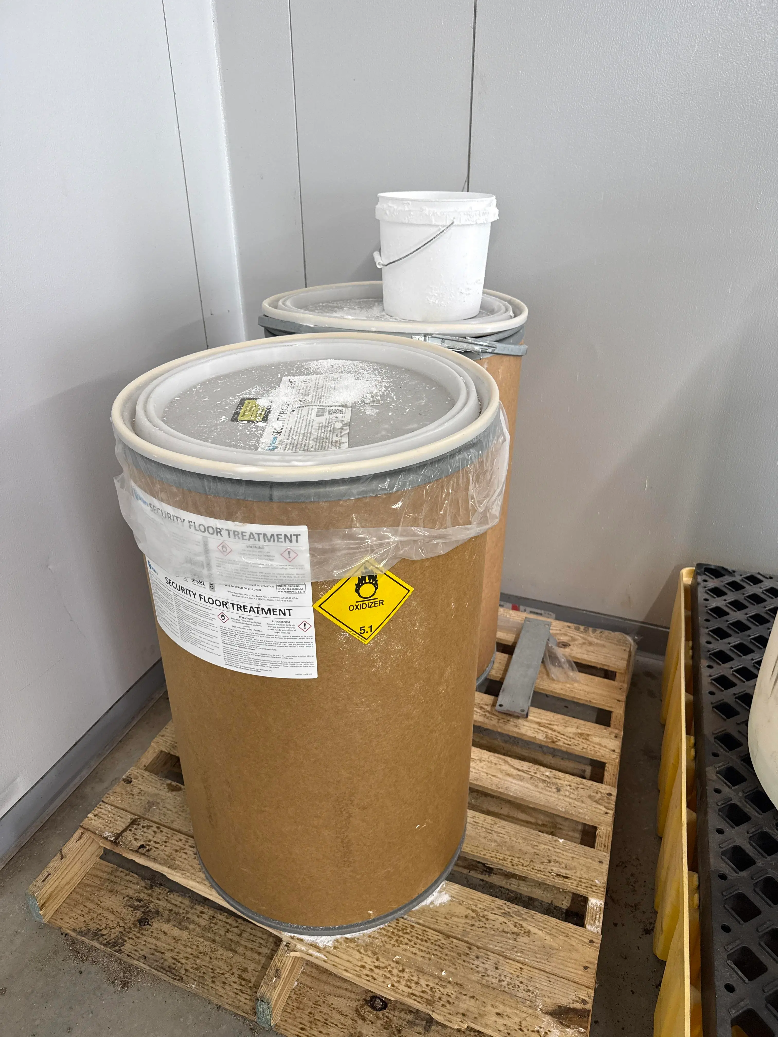 Qty 2 Security Floor Treatment Chemical Drums Oxidizer 5.1