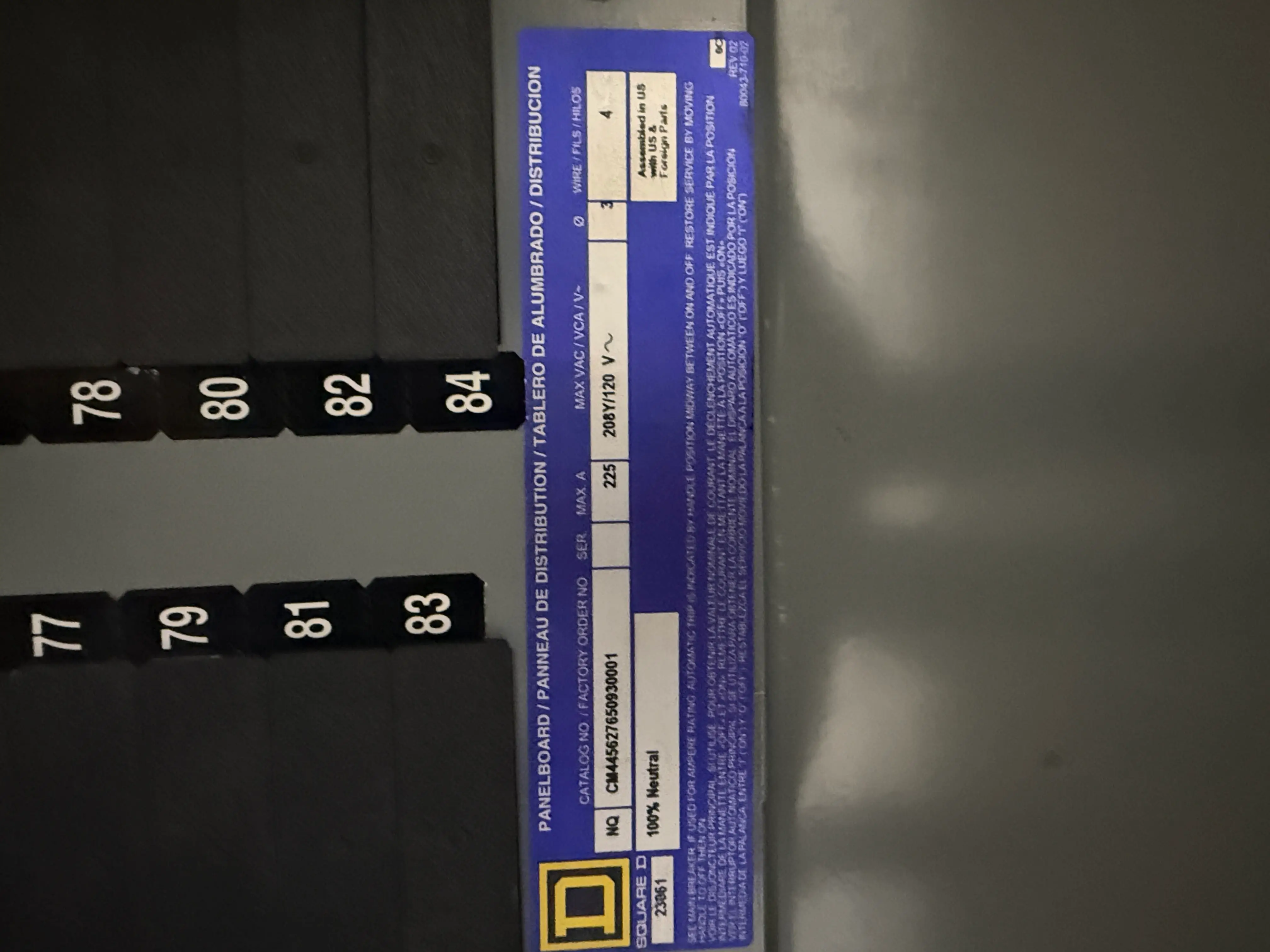 SB7037: Square D Electrical Distribution Panelboard LDP-3-2