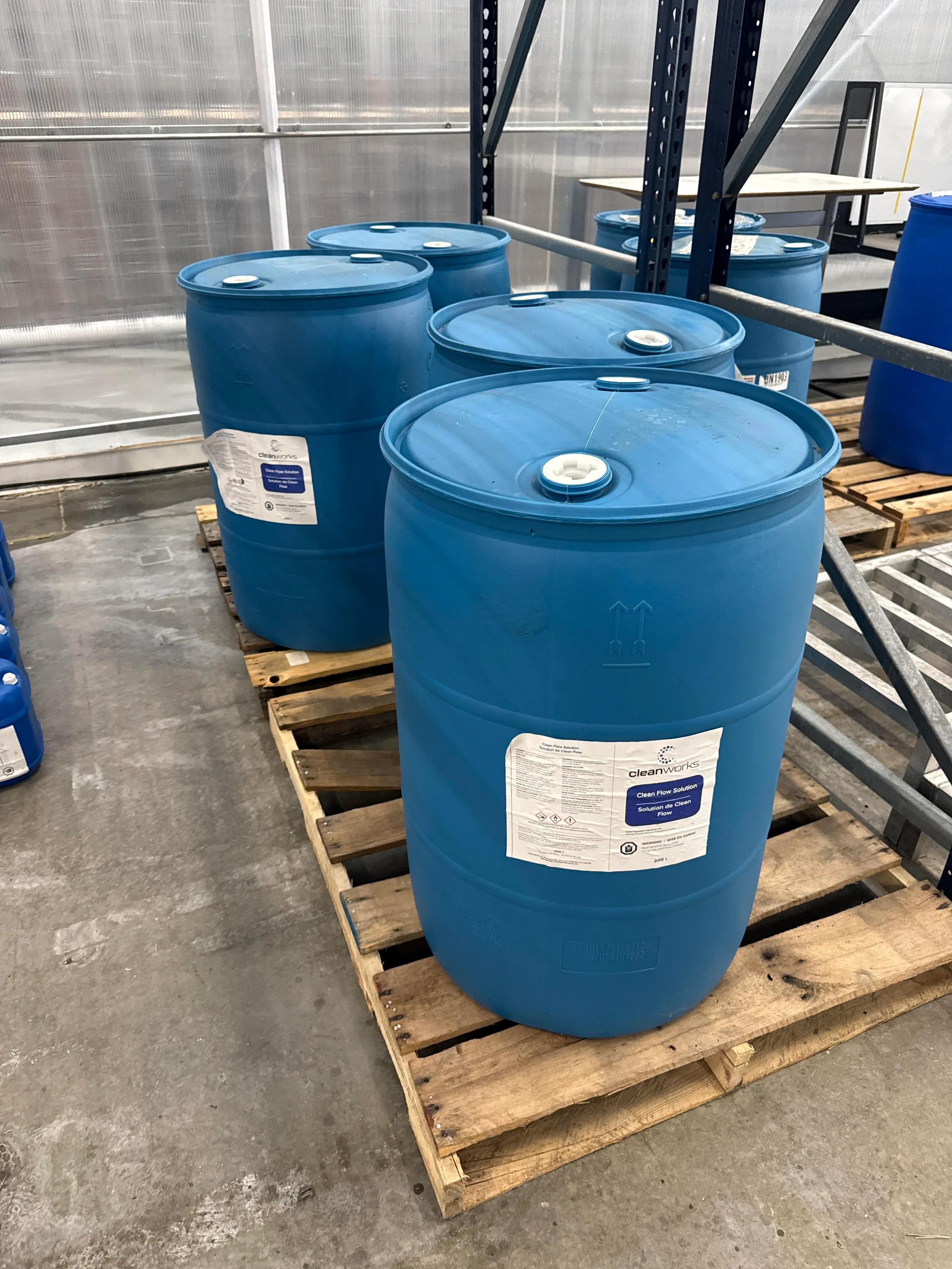 Bulk Industrial Sanitizer – (6) 55-Gallon Drums of Cleanworks Clean Flow Solution