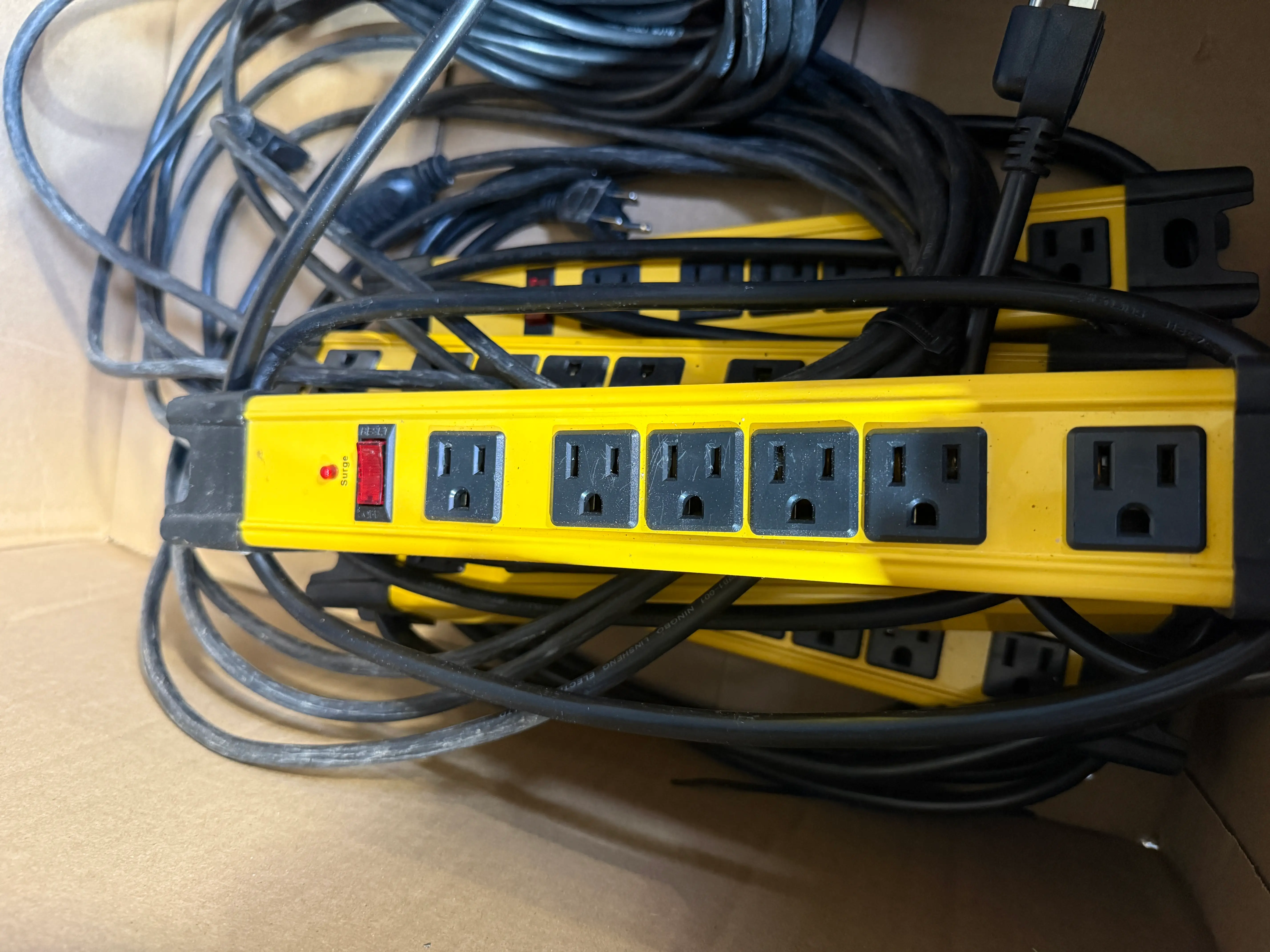 Industrial Surge Protector Power Strip Lot (Yellow, Heavy-Duty) - Used
