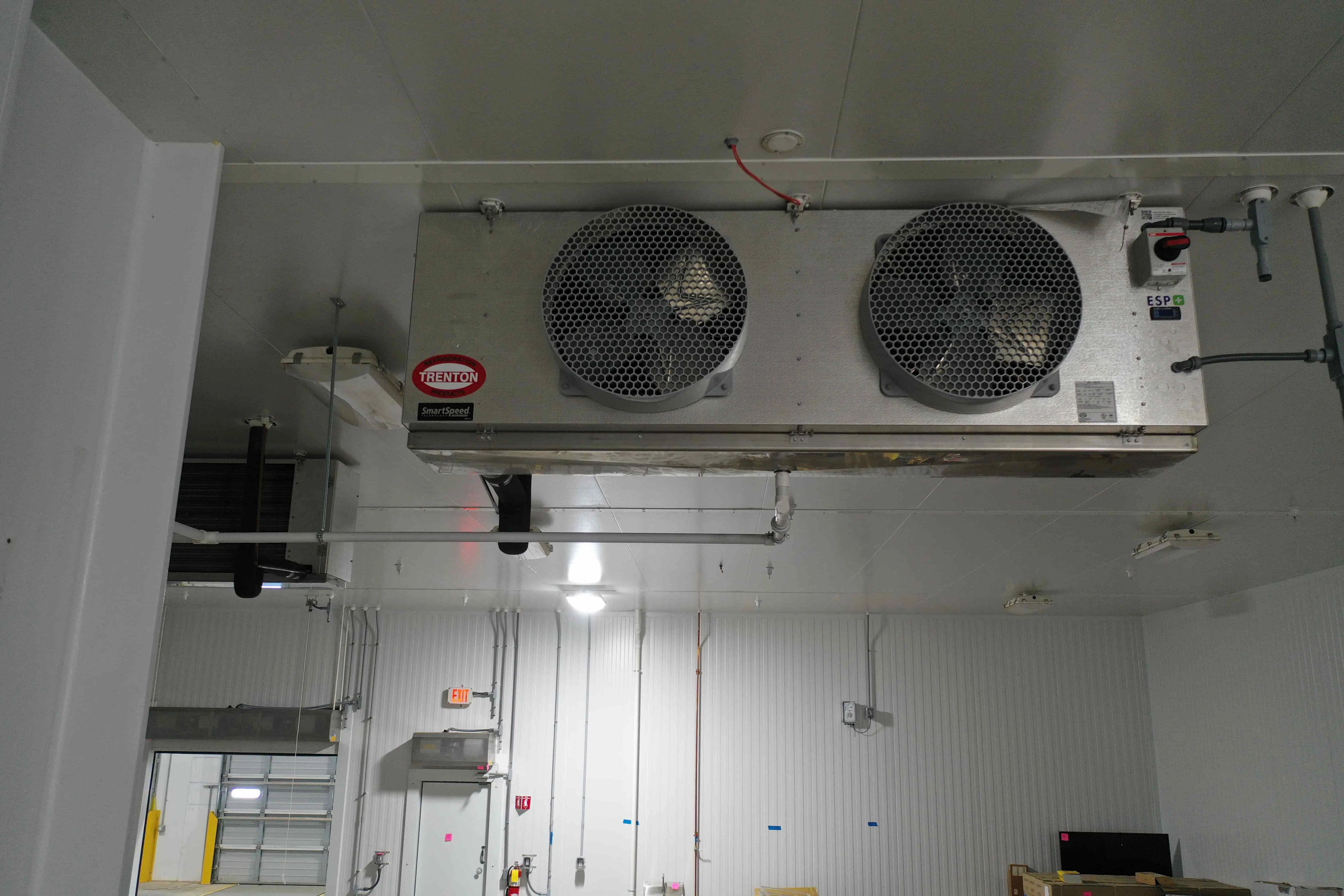 SB6020a:  EVAP 4 – Trenton TMP248ME-T4D Medium-Profile Evaporator, Electric Defrost, ~5,700 CFM, 460 V 3-Phase – Most-East Unit in 37 °F Cold Storage (Connected to RCU-4)