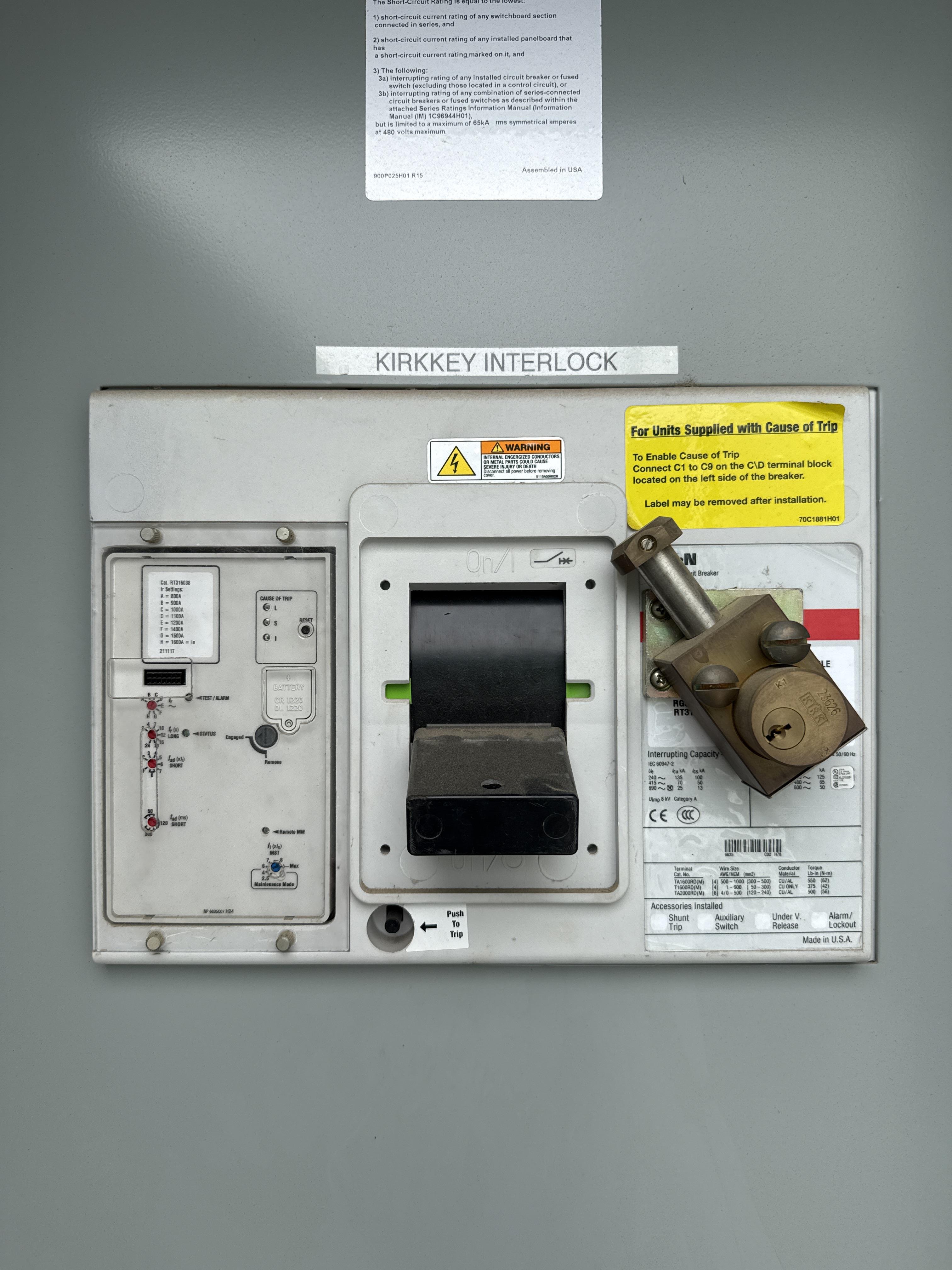 Eaton PRL C 1600A 480Y/277V Switchboard with Main Breaker and Generator Quick Connect, photo 7