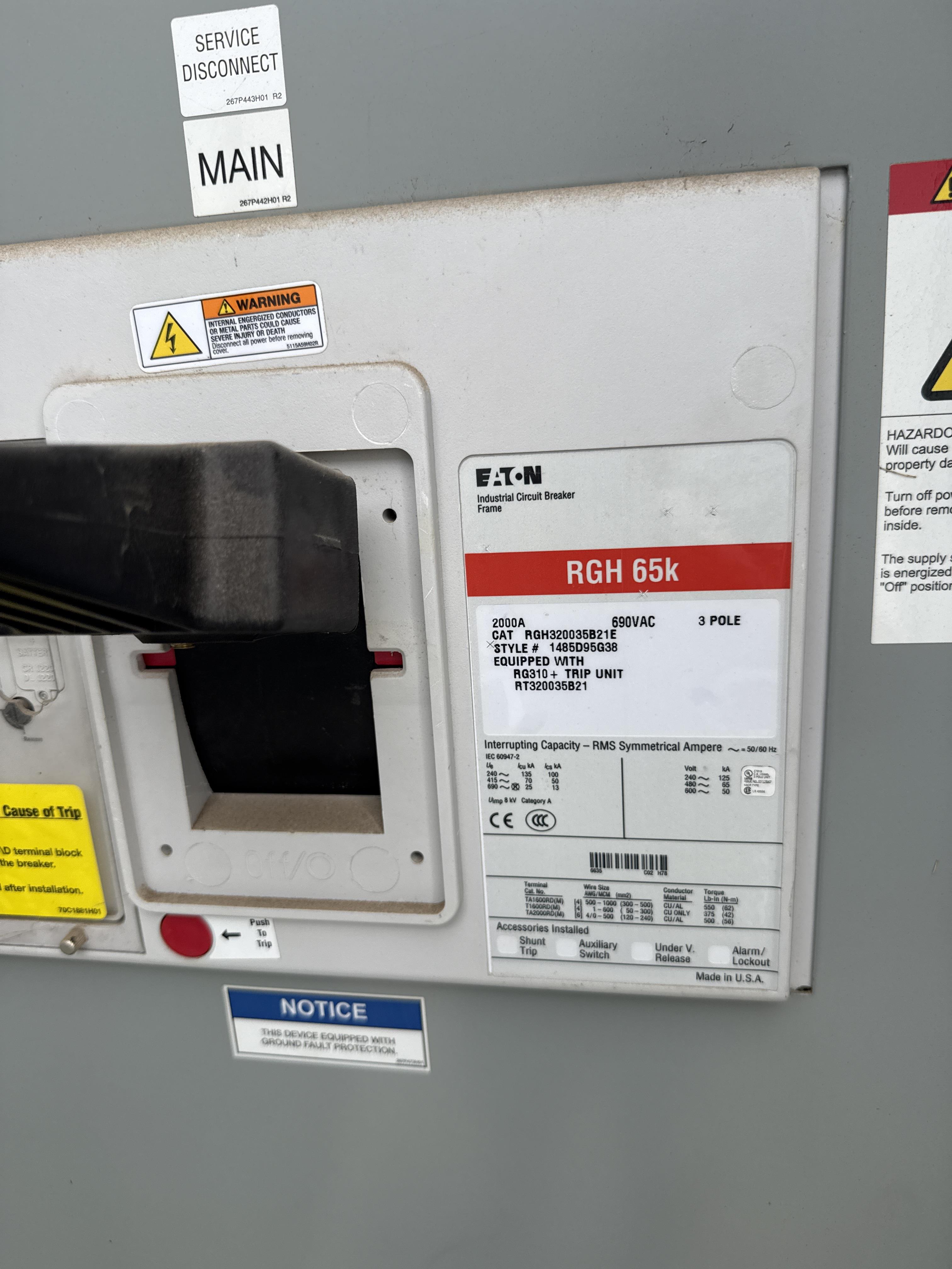 Eaton PRL C 2000A 480Y/277V Switchboard with 2000A Main Breaker Outdoor NEMA 3R, photo 3