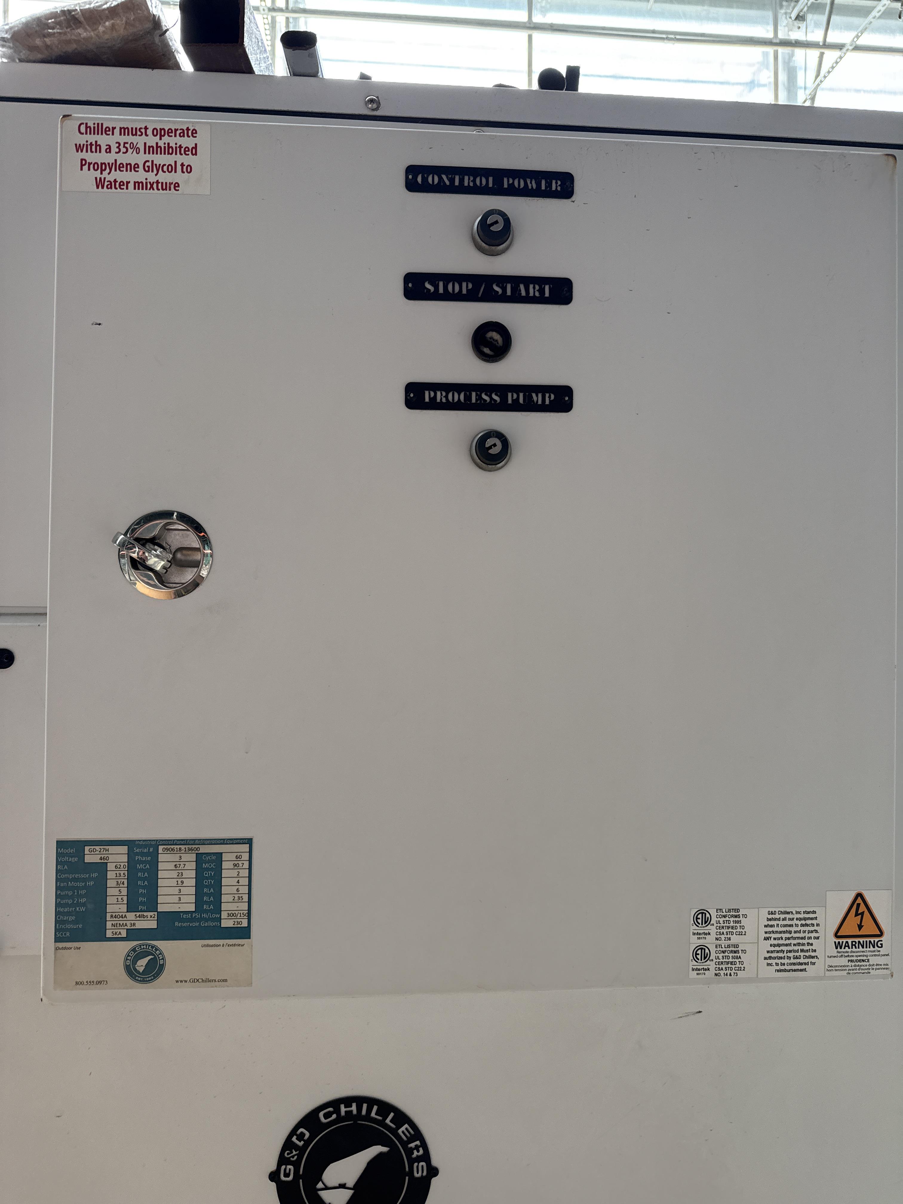 GD Chillers GD-27H Industrial Glycol Chiller 460V 13.5 HP Dual Circuit, photo 4
