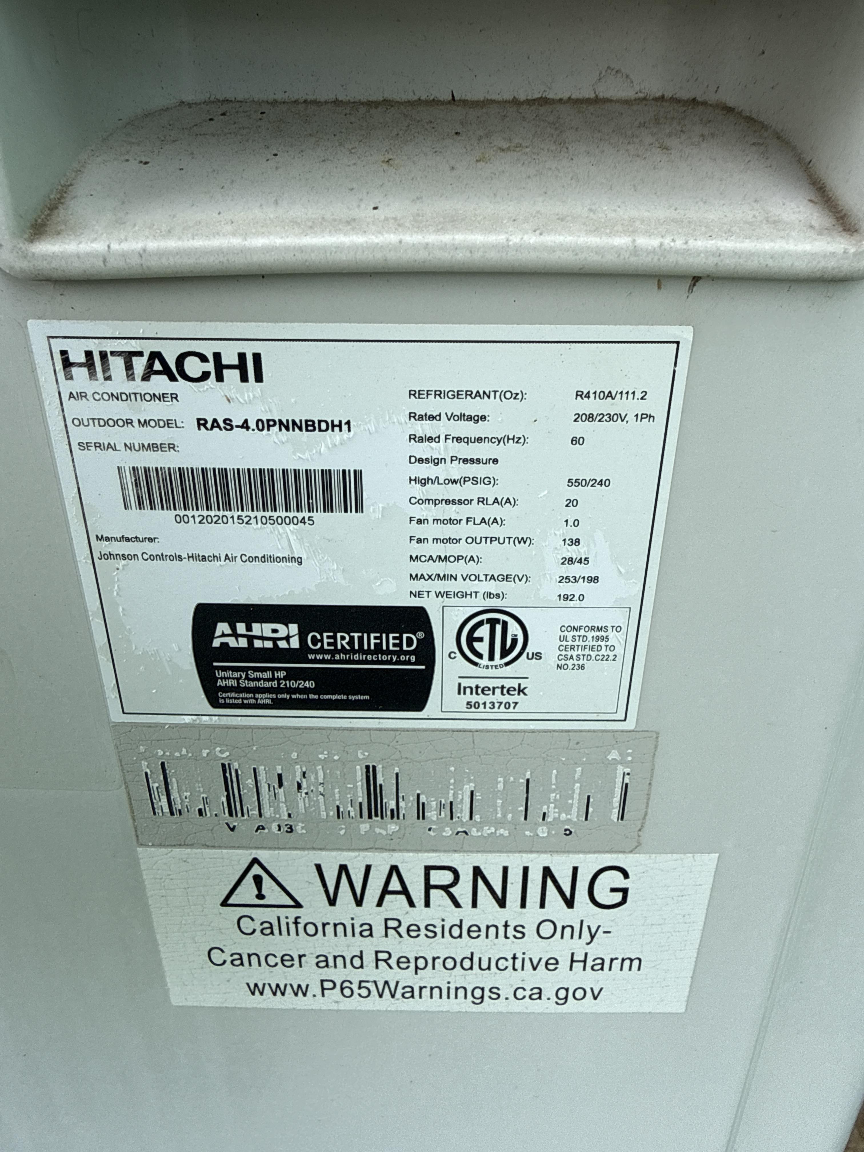 Hitachi 4 Ton Ceiling Cassette Mini Split Heat Pump System with Outdoor Condenser, photo 2