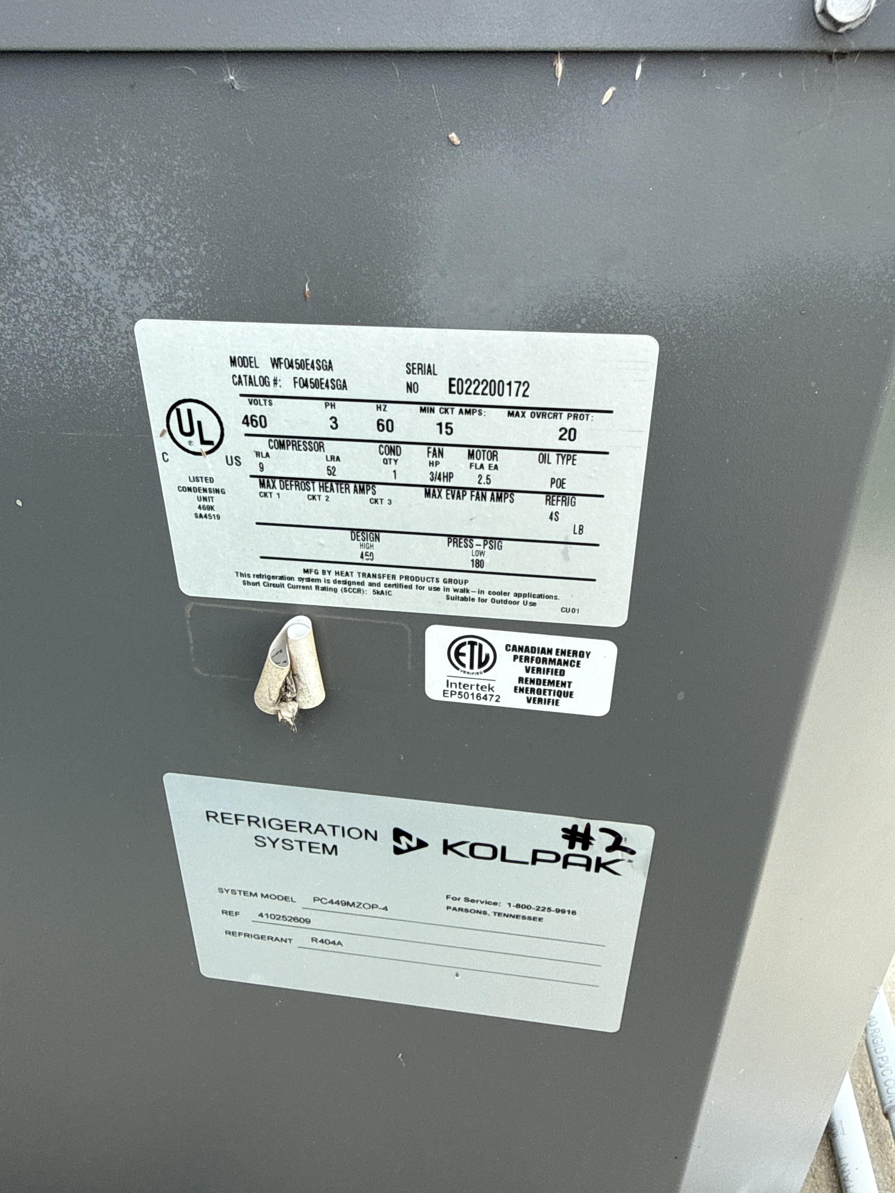 Kolpak Walk In Cooler Refrigeration Package 460V 3PH Dual Condensers Dual Evaporators, photo 3