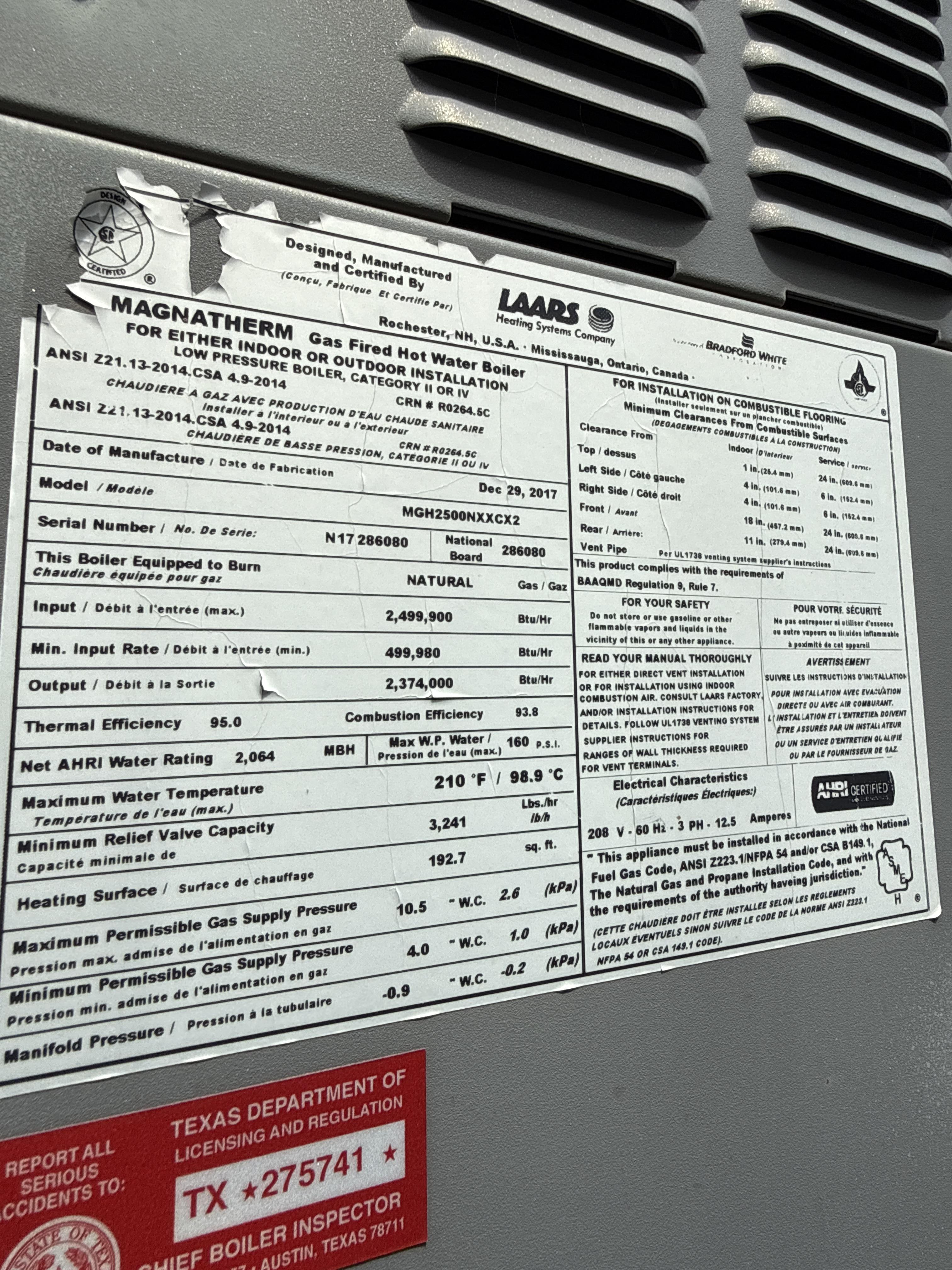 Laars MagnaTherm MGH2500 Boiler w/ Pump & Controls Package, photo 5