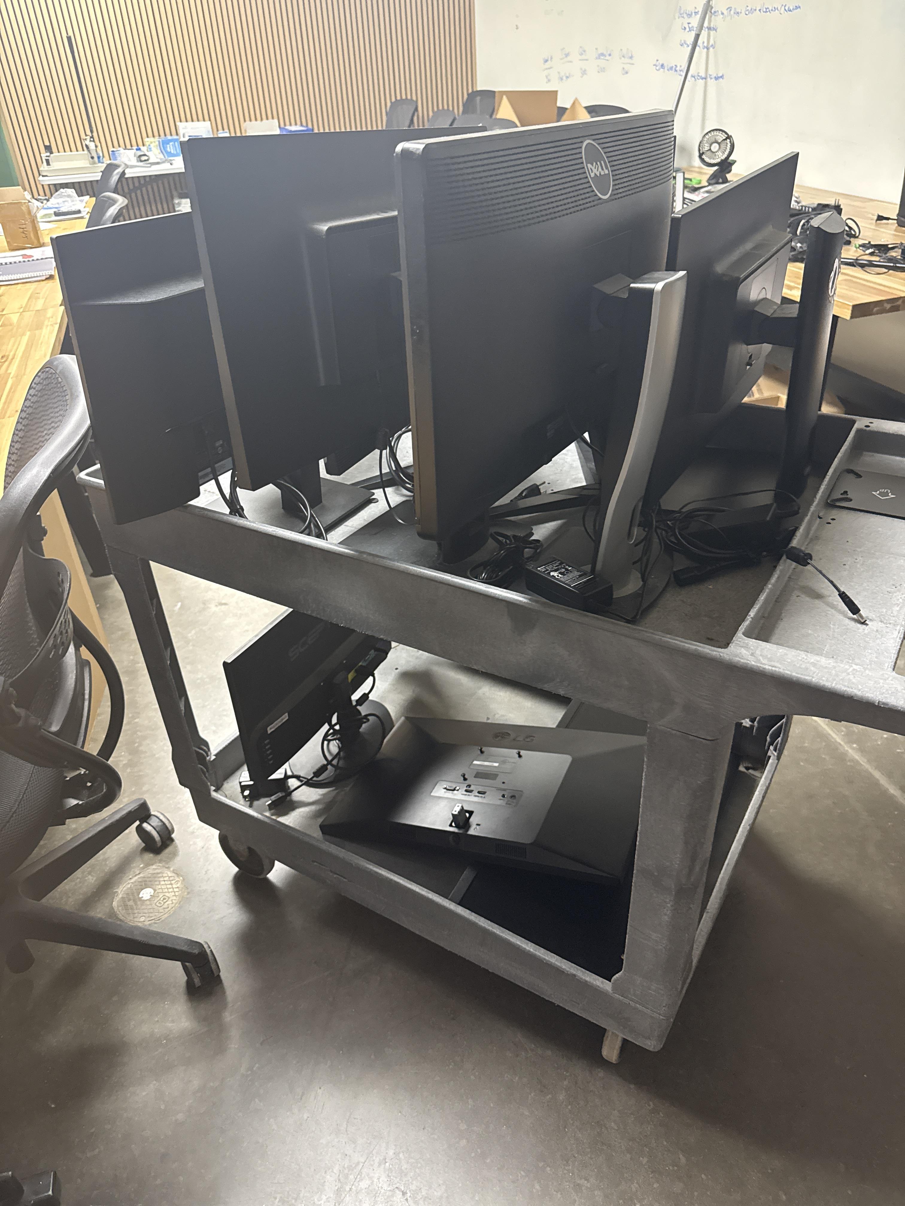 Lot of 10 Flat Panel Computer Monitors with Rolling Utility Cart, photo 2