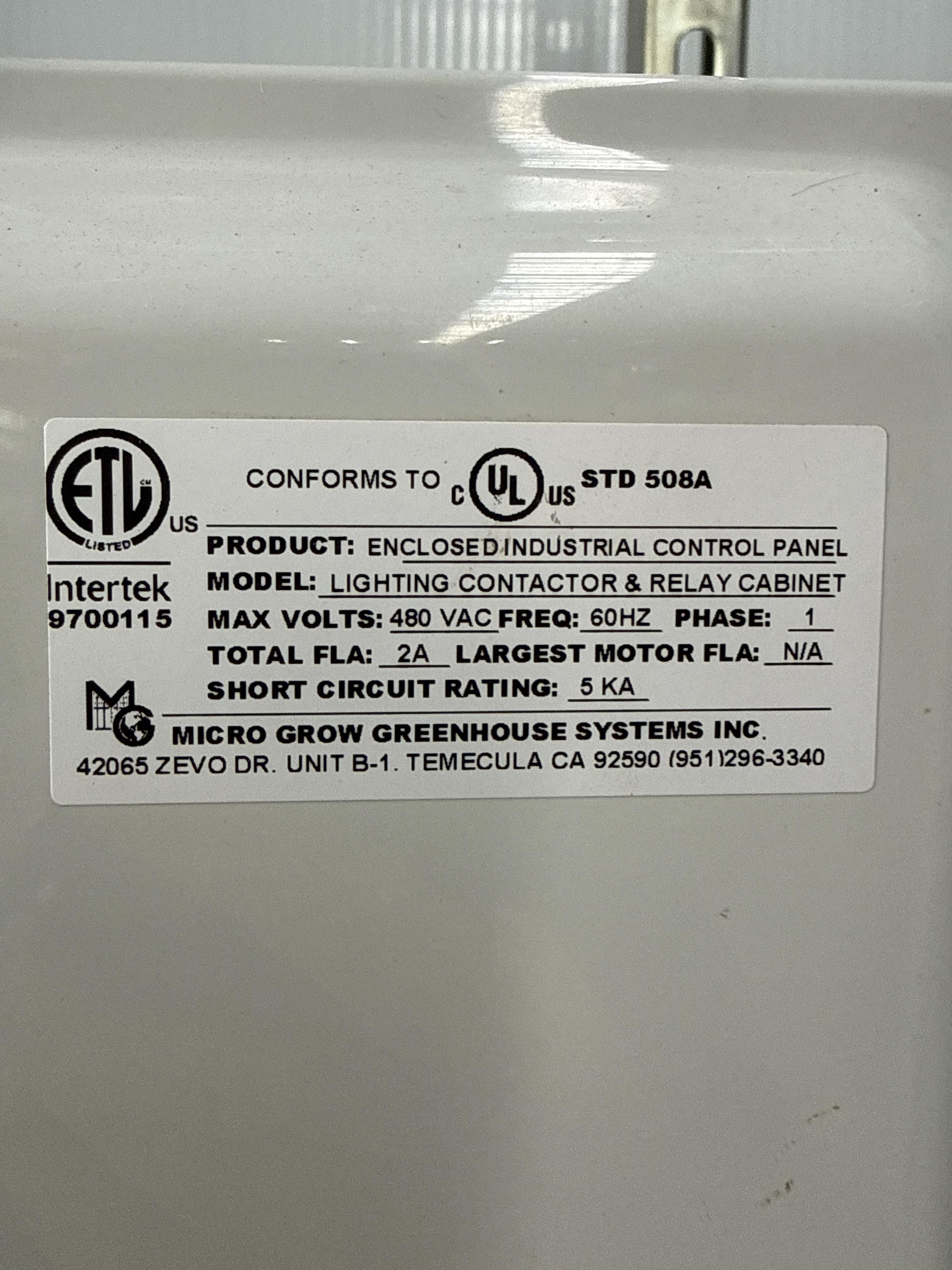 Micro Grow Lighting Contactor Panel – 480V Greenhouse Lighting Control System, photo 2