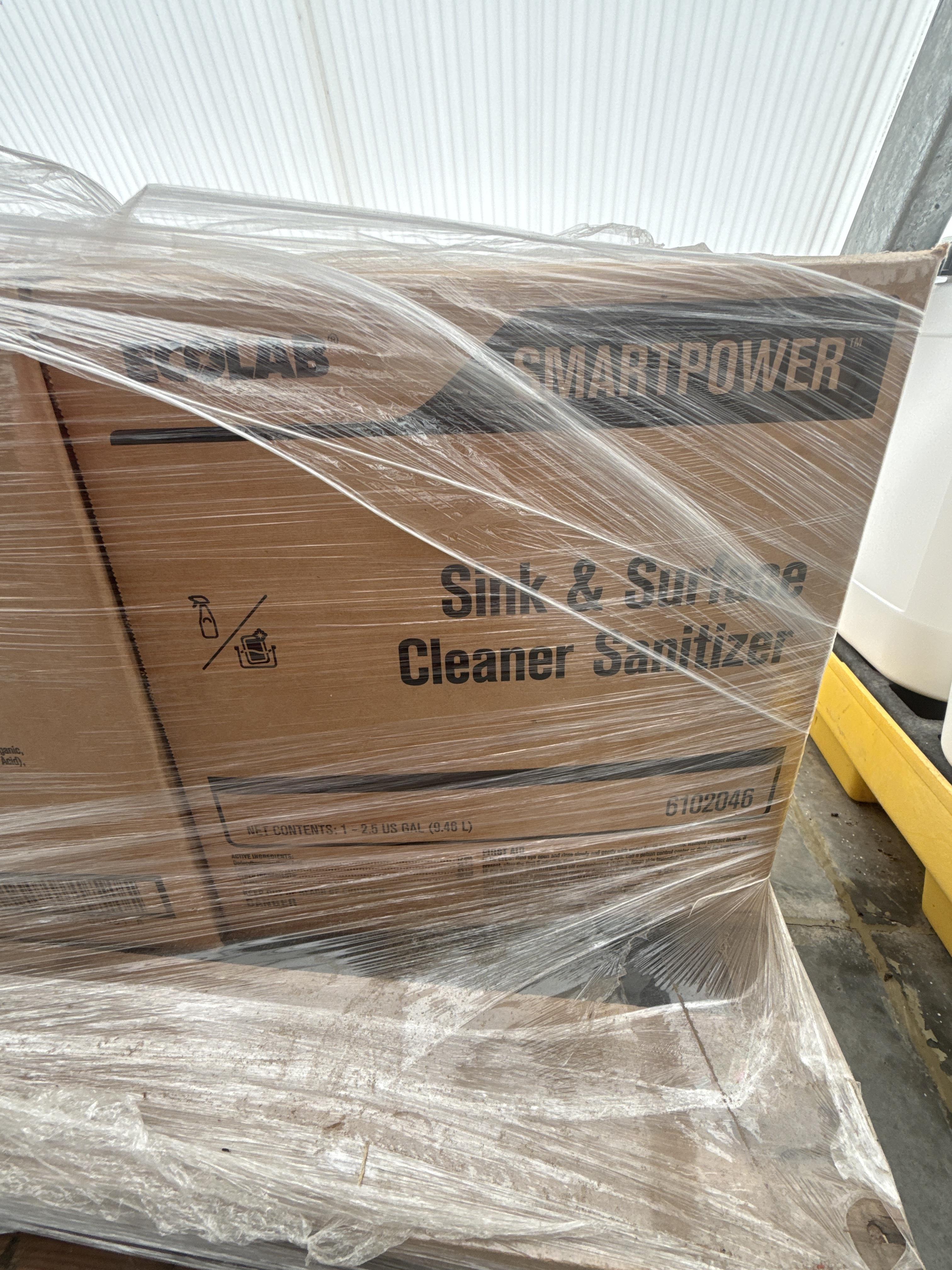 Pallet of Ecolab SmartPower Sink & Surface Cleaner Sanitizer Cases, photo 2