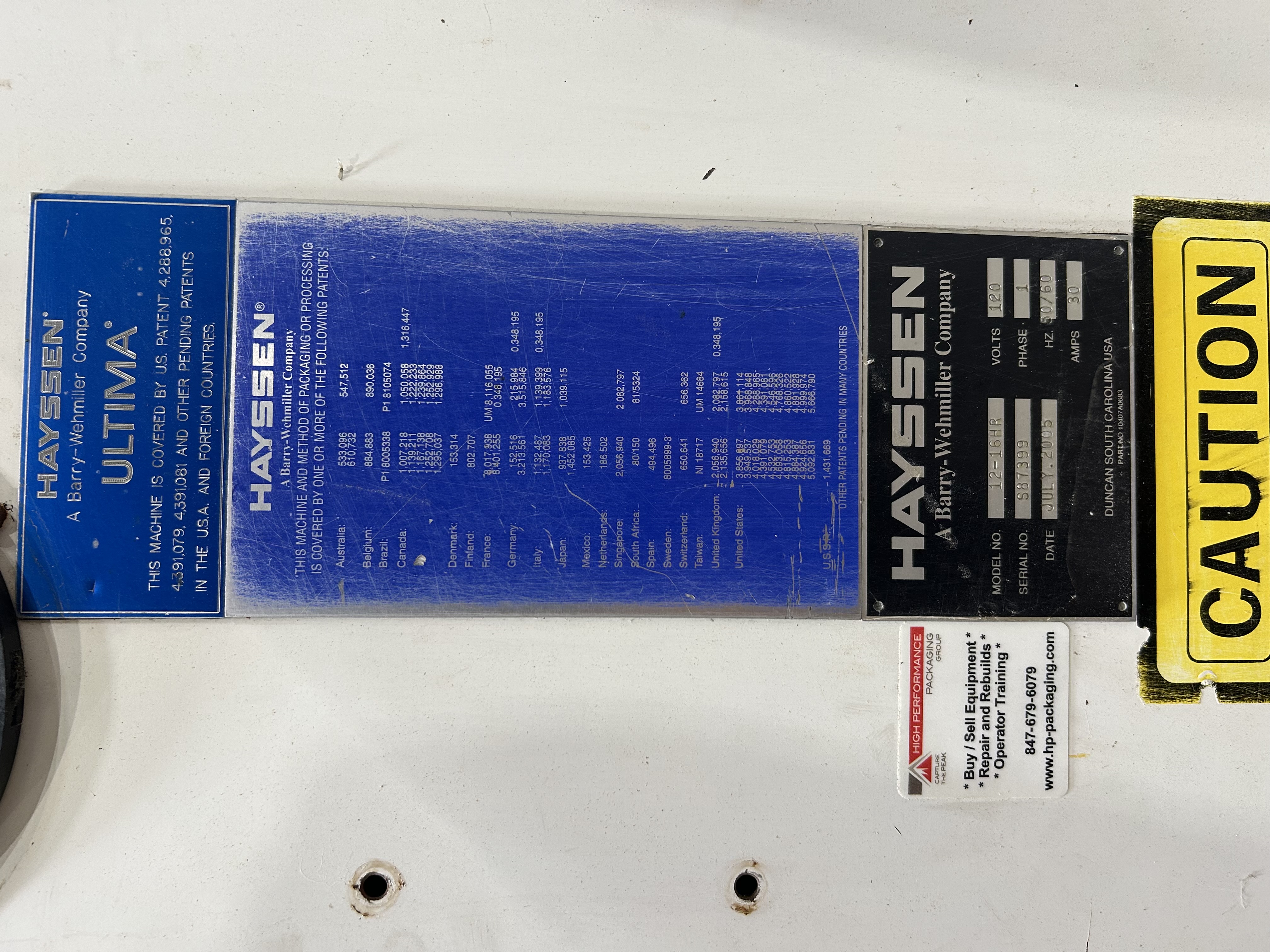 Hayssen VFFS Vertical Bagger — A-B SLC 5/03 PLC, PanelView Plus 600 HMI, Markem SmartDate X40 Coder, photo 5
