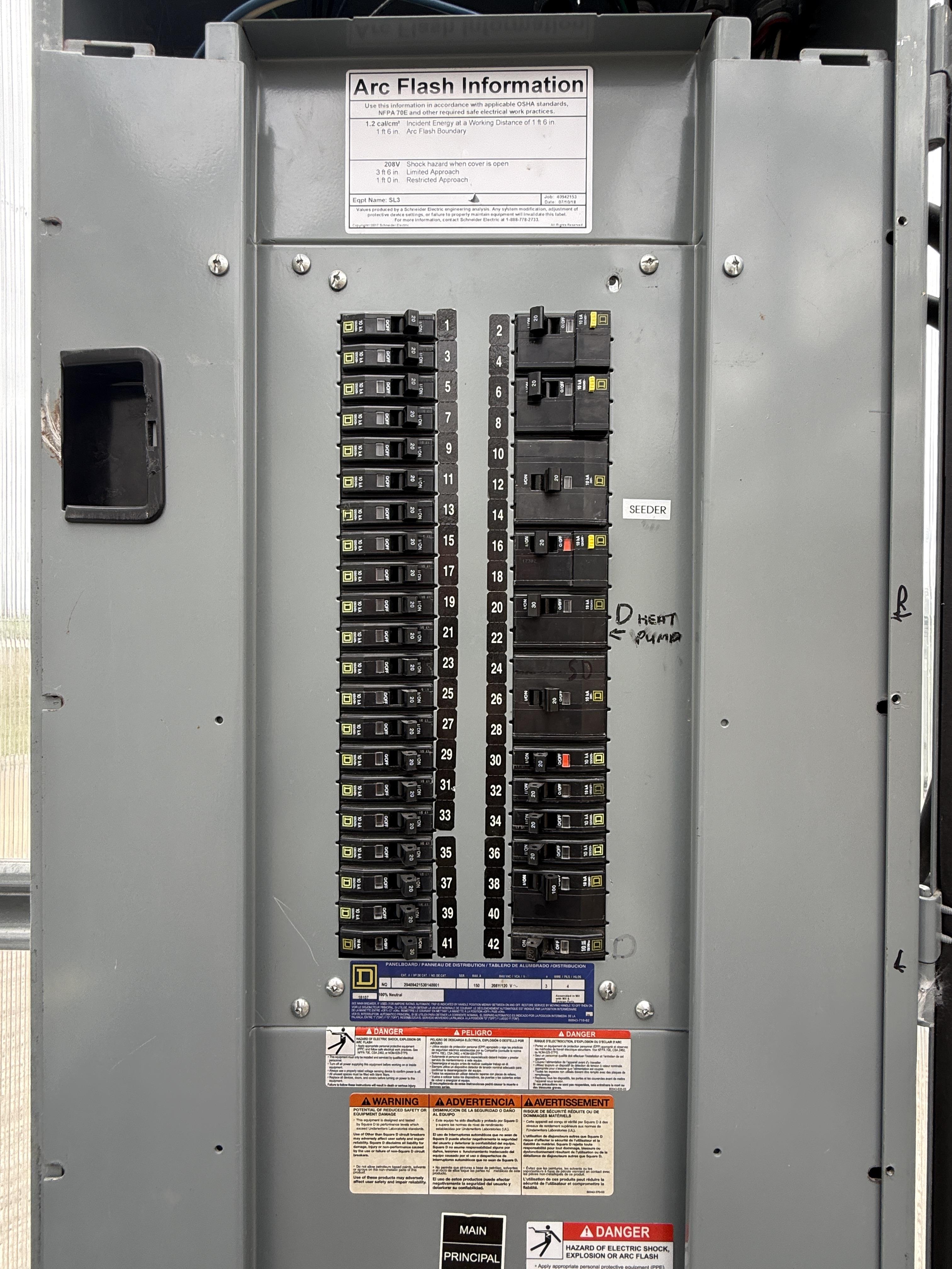 Square D 150A 120/208V 3 Phase Panelboard w/ Breakers (42-Circuit), photo 2