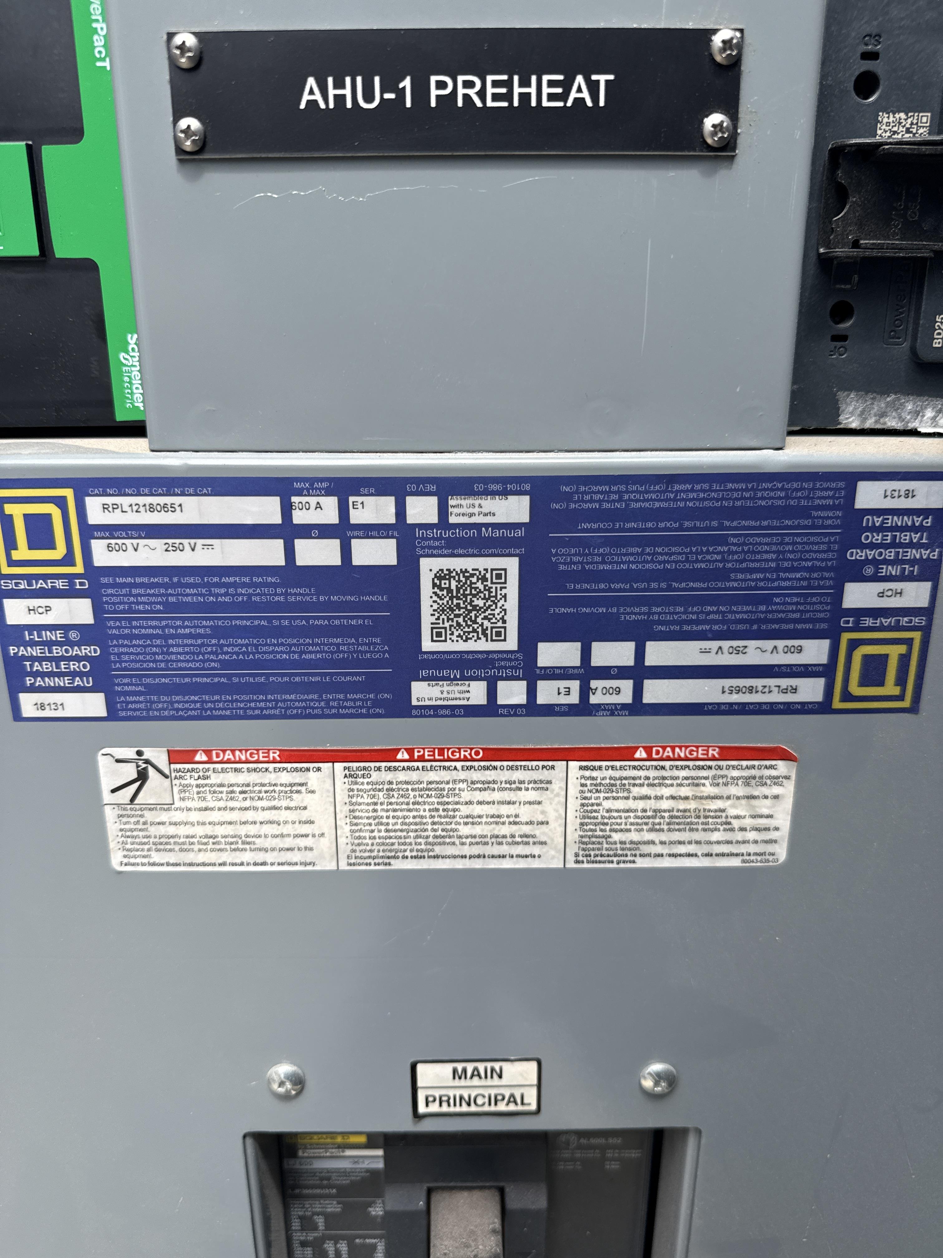 Square D I-Line 600A Panel w/ HD36125 Main & (13) Branch Breakers 480V 3PH, photo 3