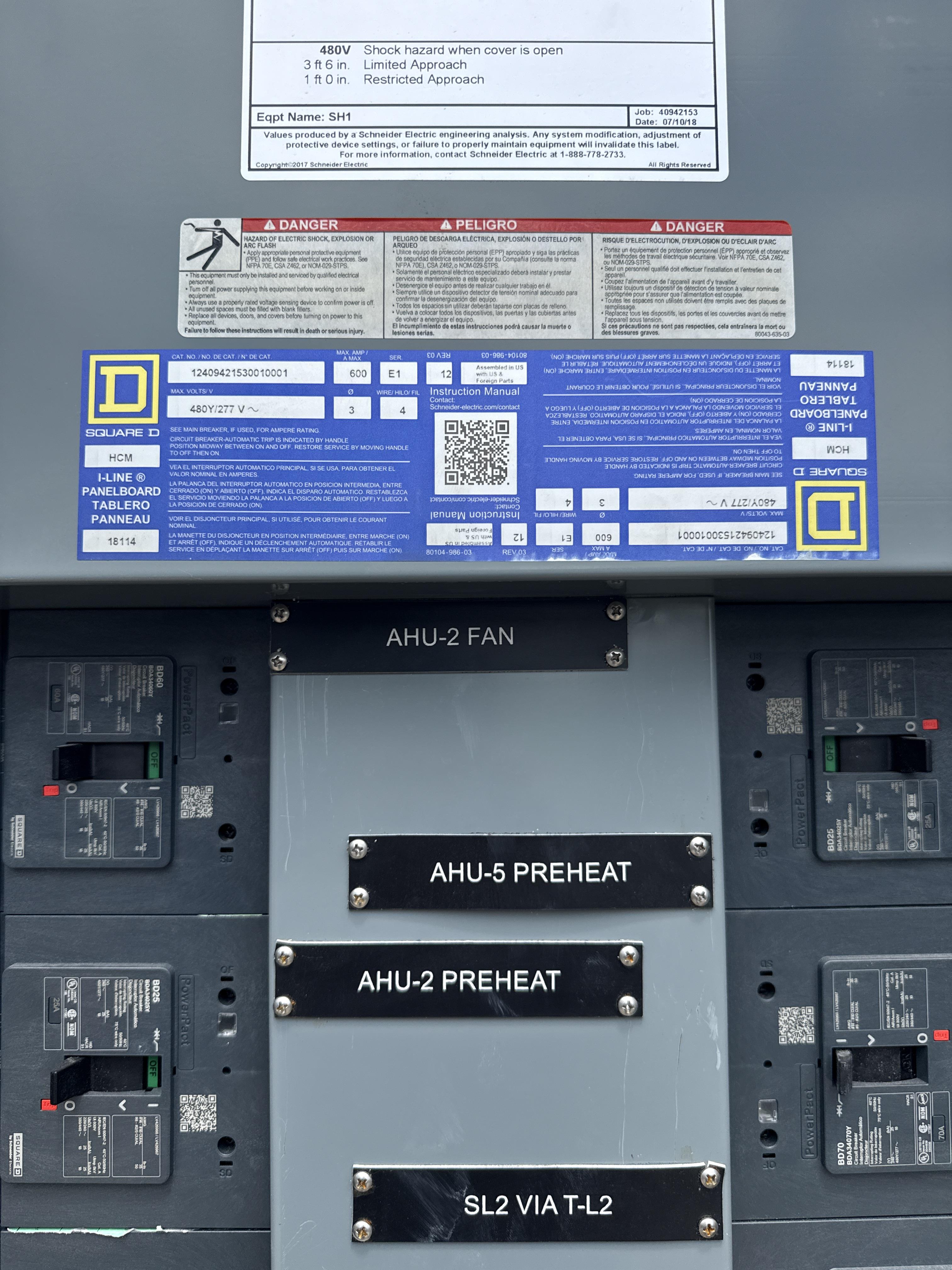 Square D I-Line 600A Panel w/ PowerPact HDA36080 & 21 Breakers 480V 3PH, photo 3