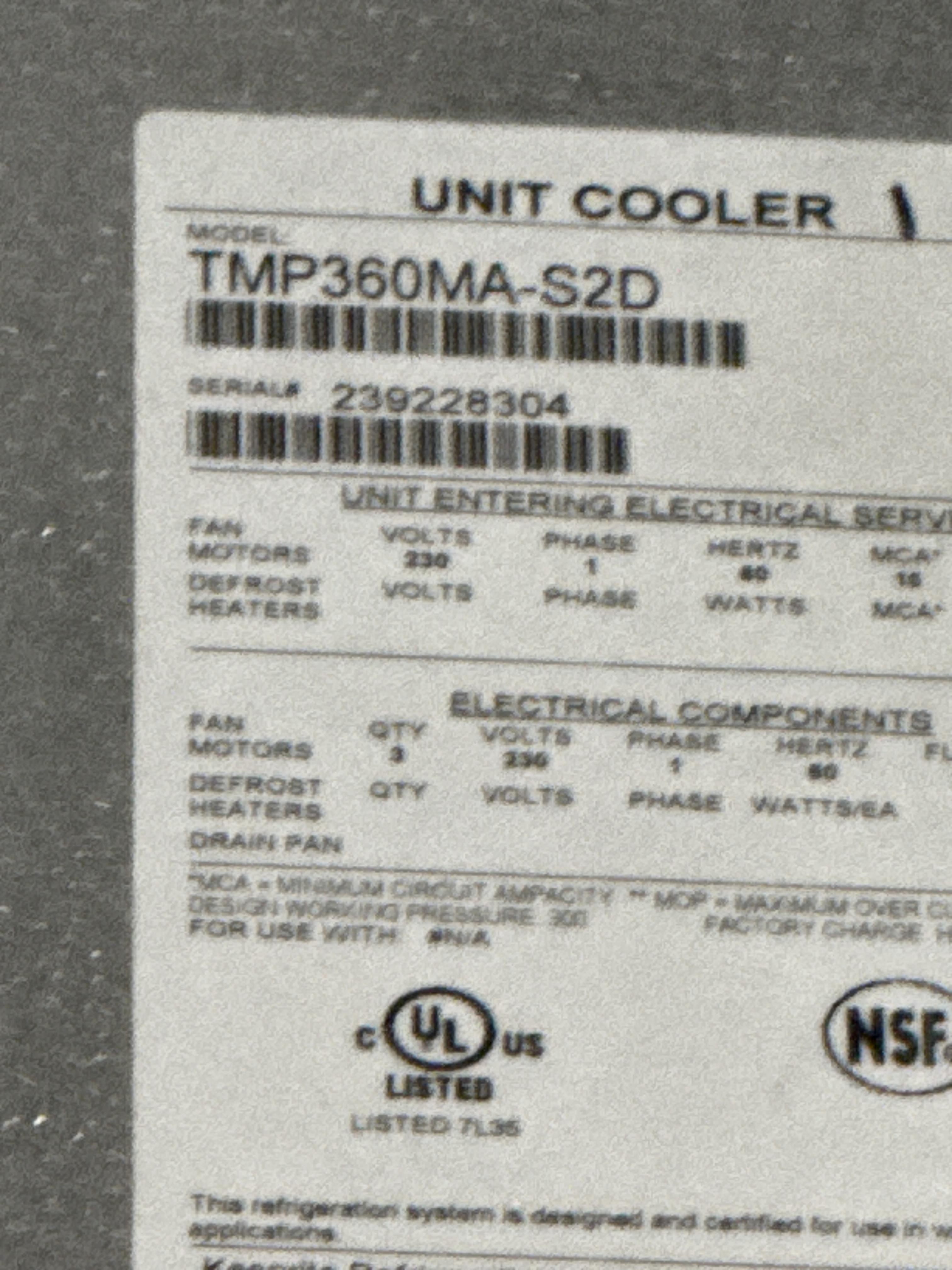 Trenton Walk In Cooler Refrigeration Package, TEZA050H8 Condensing Units, TMP360MA Evaporator, photo 3