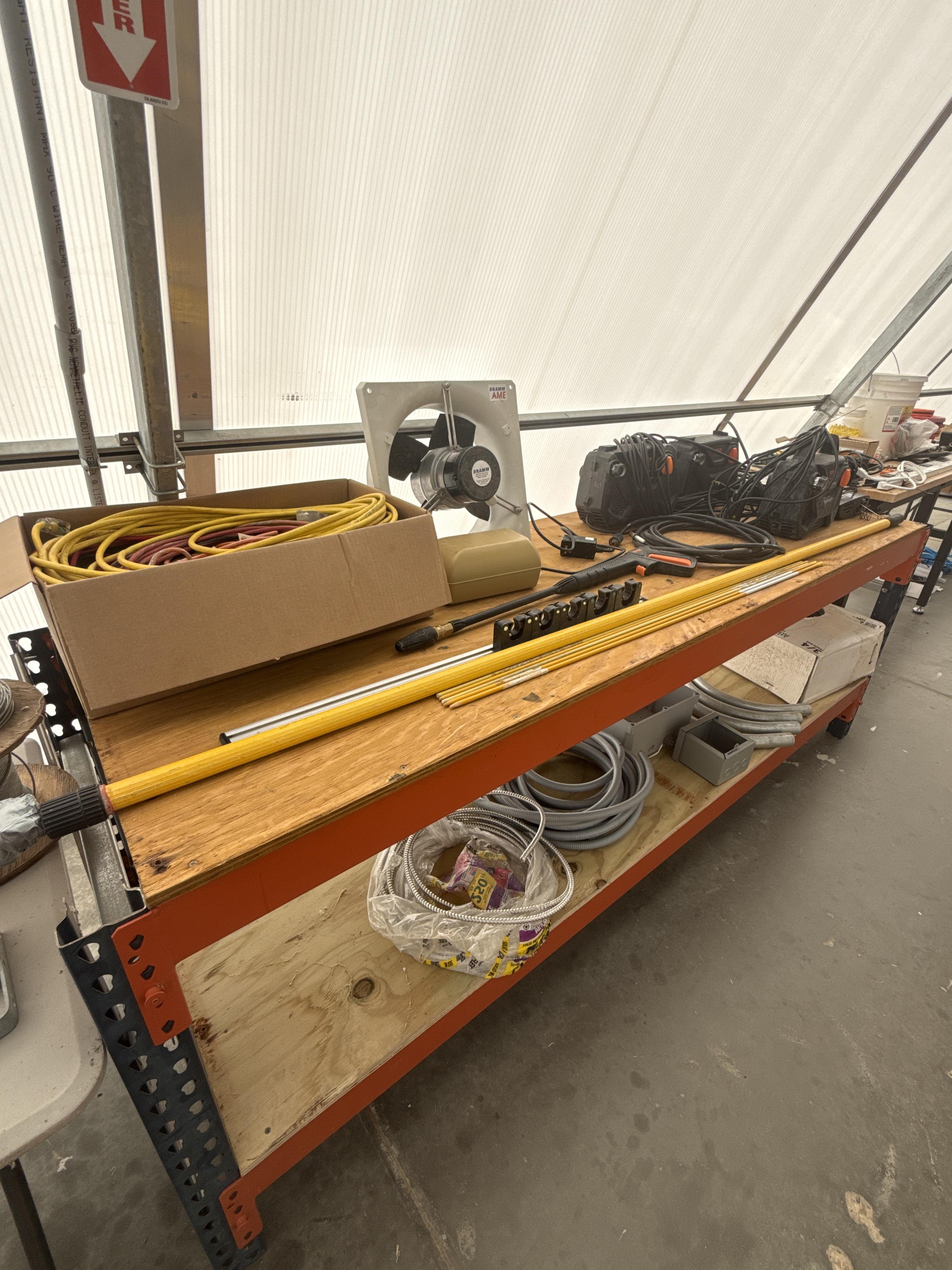 Two Heavy Duty Workbenches with Electrical & Shop Supply Contents, photo 3